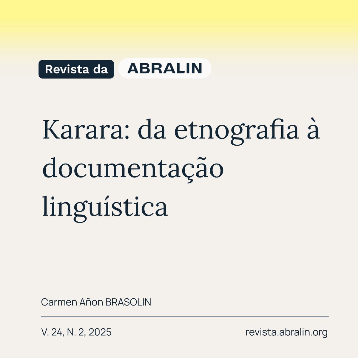 R_abralin's tweet photo. Disponível artigo sobre a documentação da língua Karara (Aruak). Unindo antropologia e linguística, os dados levantados integrarão acervo em desenvolvimento no Endangered Languages Archive.

Acesse o trabalho completo pelo link: https://t.co/rHiif5sWoM https://t.co/CGyF79FkDs