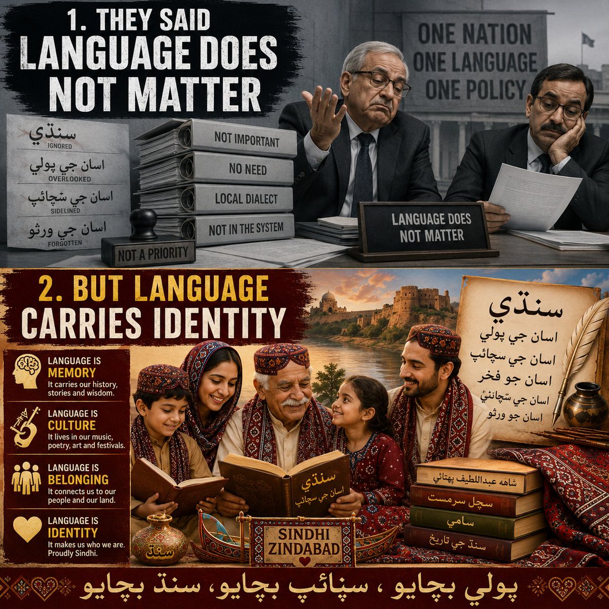 adeel_mirz90008's tweet photo. National unity in Pakistan = silence the regional voice- Sindhi
#SpeakSindhiNow #VoicesOfSindh #JusticeForSindhiLanguage #PrideOfUmmahCDF
Belgium
#USMNT @SindhCMHouse @MuradAliShahPPP @murtazawahab1 @sharjeelinam @SaeedGhani1 @SyedNasirHShah @geonews_urdu @ARYNEWSOFFICIAL https://t.co/Ox2uhaRvqm