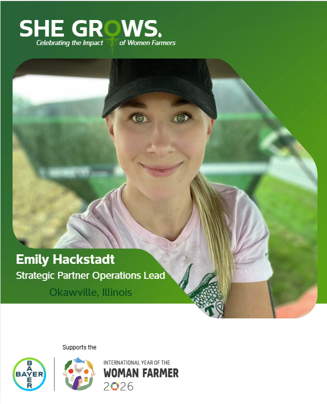 Bayer4CropsUS's tweet photo. Meet Emily! Growing up on a fourth-generation Illinois farm shaped her passion for agriculture and the people behind it.

Today, she helps support farmer success at Bayer while advocating for farmer mental health and the next generation of women in ag. https://t.co/w8qSaiiDu5