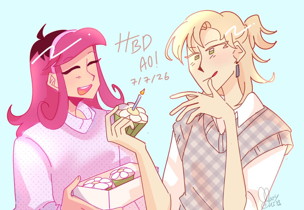 kohakusunda's tweet photo. 🍒 aye happi birthday to me and saki <3 (featuring Allen and Meichan) https://t.co/zCfonqDKhs