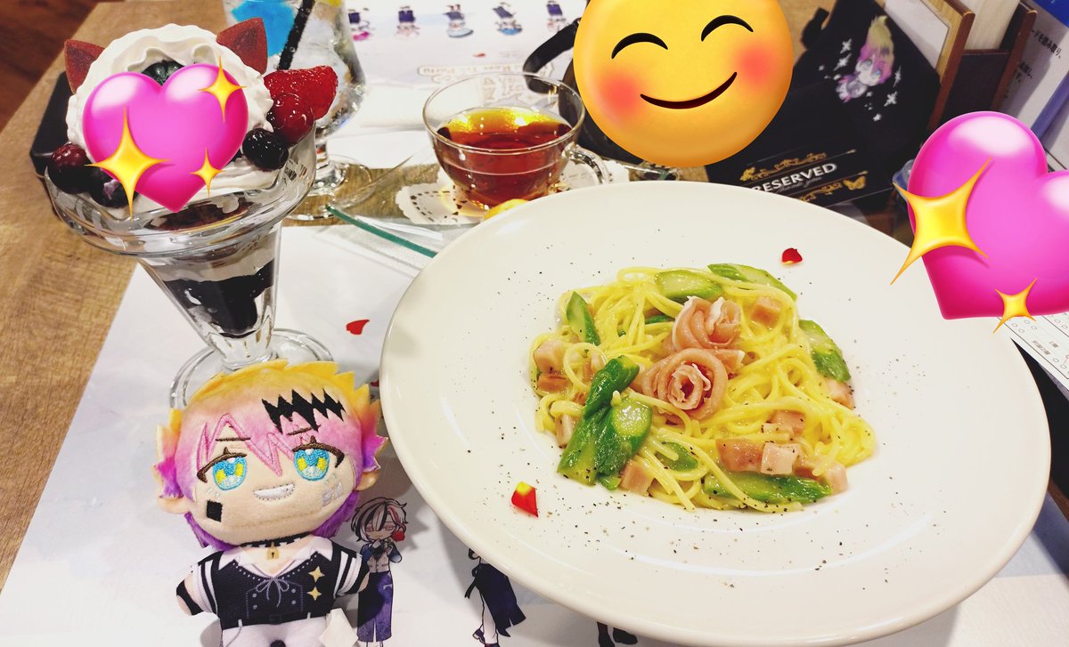 sakuraba_OA's tweet photo. あくねこカフェ最高だったー！
グッズで並びすぎて、ムー残念なお顔になったので次リベンジ！
通販してたロノ昨日やっと連絡来て、今日やっと受け取れたから一緒にカフェ行けて良かった😭 https://t.co/RbIXz7mTqS
