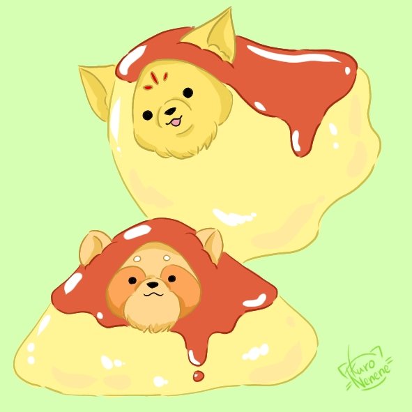 Kuronenene008's tweet photo. オムレツレツ。
#イラスト　#動物　#オムレツ
#キツネ　#タヌキ https://t.co/G5Xh6trJps