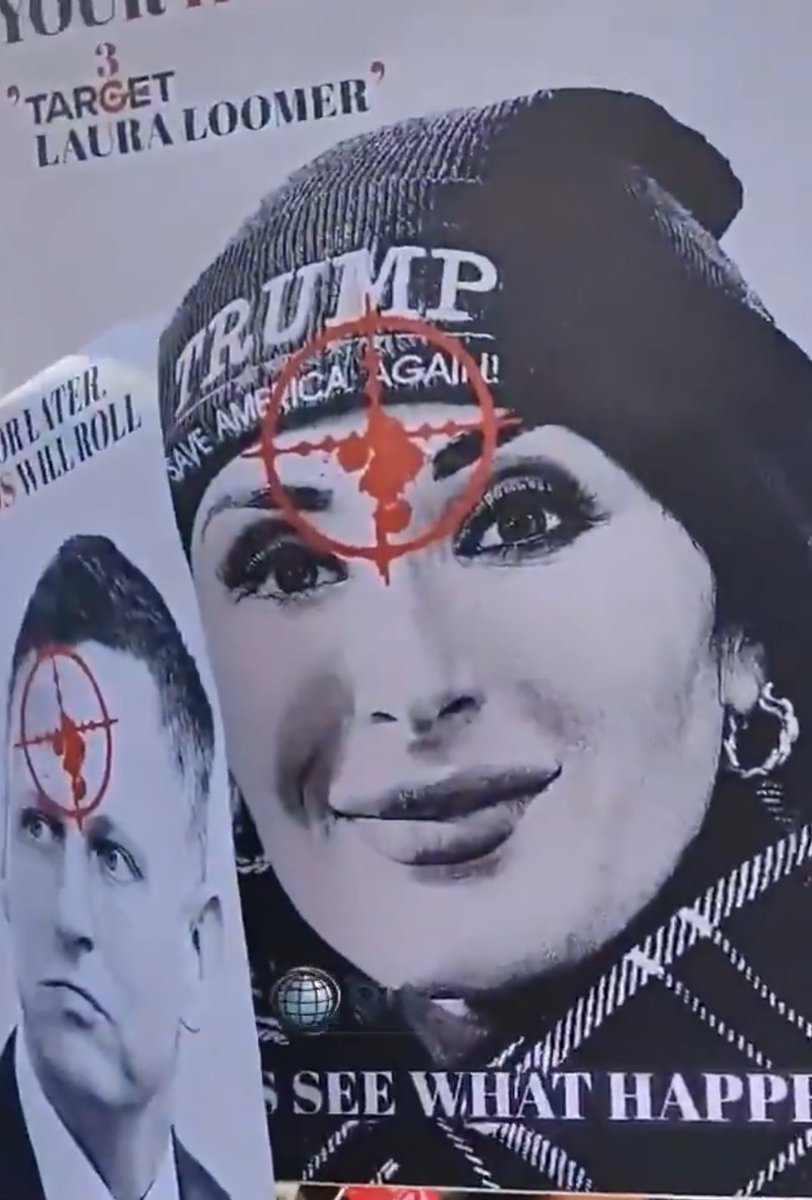 Partisan_12's tweet photo. Laura Loomer in 48 hours:

Day 1: "Let’s bomb Iranian civilians at a funeral, target rich environment"

Day 2: "How dare these Muslim extremists put my face on a target sign and say my head should roll?!"

B*tch, you started the 'put civilians on target' game. https://t.co/yGroc8lwnJ