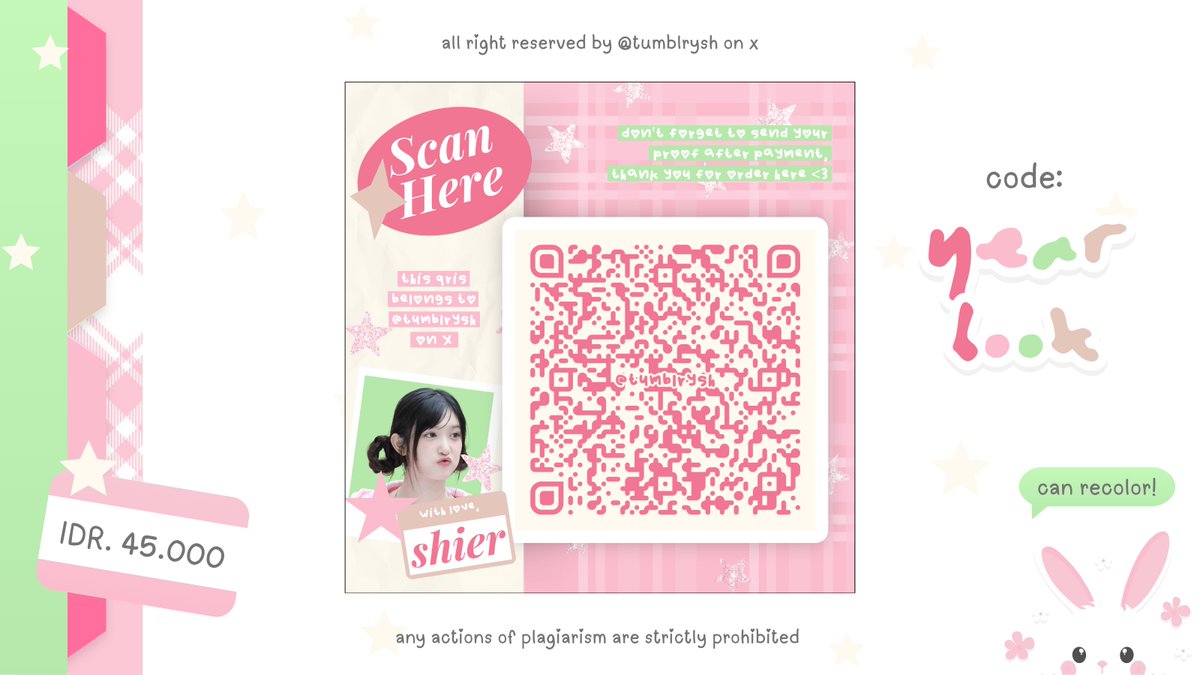tumblrysh's tweet photo. a repost would be very appreciated! ૮꒰๑´ `๑꒱ა

hi, aku ada template qr deco free cu/pu (file canva) dengan harga yang tertera di foto 🤍 semua material bisa recolor dan retext! untuk tnc nya ada di alt ya __x :3 #bealanja https://t.co/YOg0cbqL3x