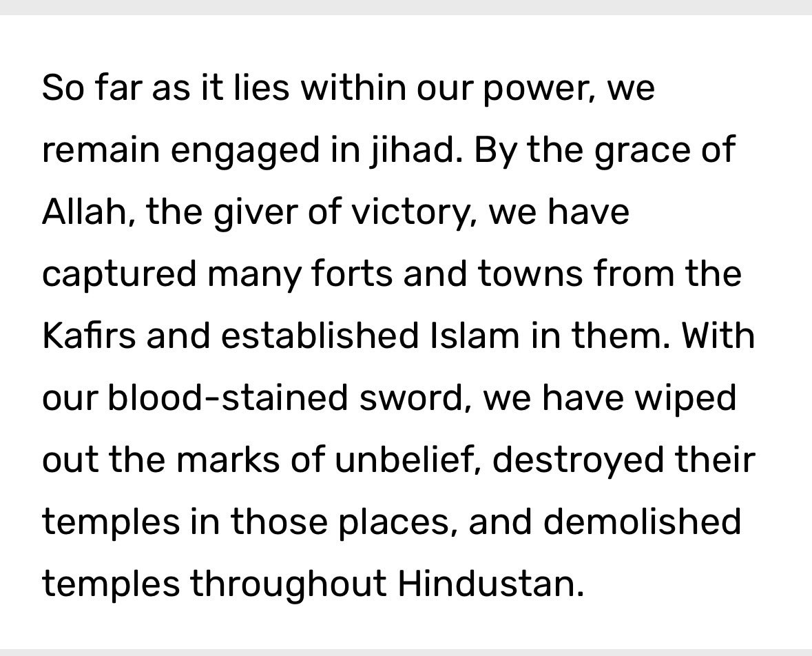 Rta69467's tweet photo. It was always about Dar ul Harb! It was always about Gazwa e Hind. For the #secular Indian fan club of #Akbar. In the Fathnama, issued on 9 March 1568, he declared post the battle of Chittor: https://t.co/FTFxfJS6x6
