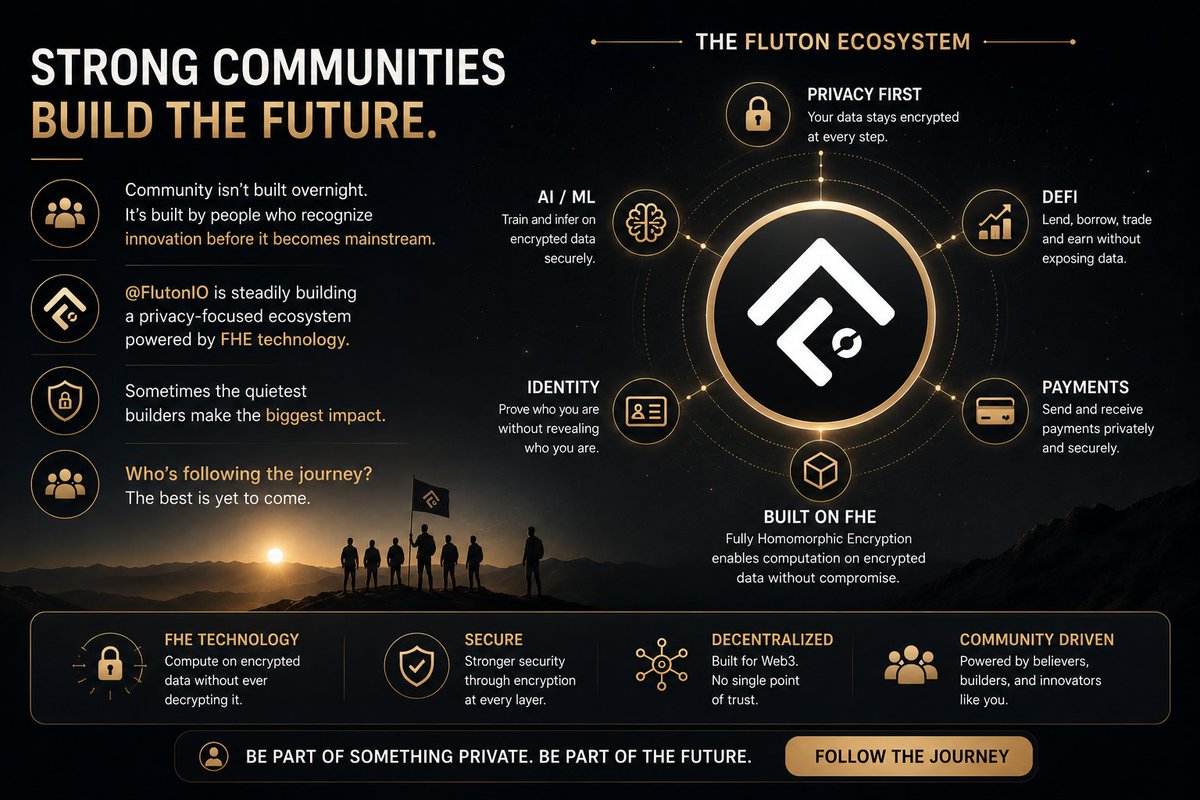 shah25eth's tweet photo. Community isn't built overnight.
It's built by people who recognize innovation before it becomes mainstream
@FlutonIO  is steadily building a privacy focused ecosystem powered by FHE technology.

Sometimes the quietest builders make the biggest impact
Who's following the journey? https://t.co/AampAvd1eP