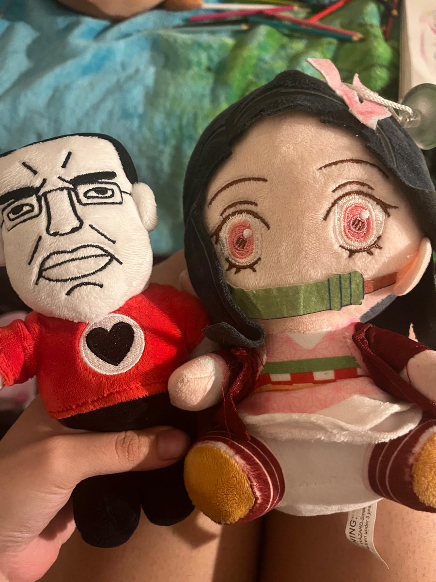 lyrarpl's tweet photo. mom just said my old CHOPPED nezuko plushie was the wife of my glorious chudjak plush💢😡
*I* am chuds wife https://t.co/ZB7Z853h0j