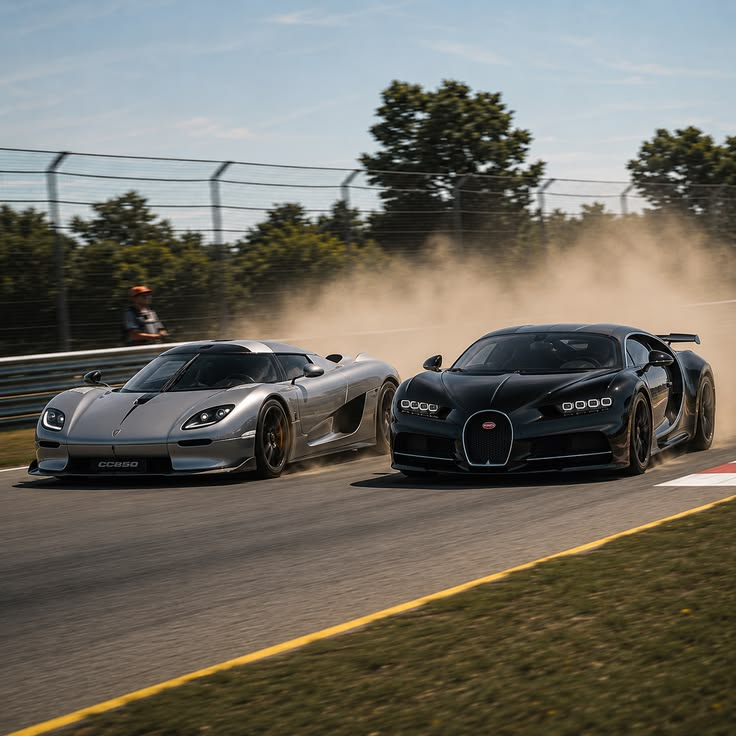 Autocram22's tweet photo. Koenigsegg CC850 vs Bugatti Chiron
One delivers cutting-edge engineering.The other dominates with legendary W16 power.

#Chiron #Koenigsegg #CC850 #Bugatti #Chiron #Hypercars #Supercars #CarTwitter #CarCommunity #CarEnthusiast #PerformanceCars #LuxuryCars #TrackDay #Speed #Cars https://t.co/KFDFoYSY7Z