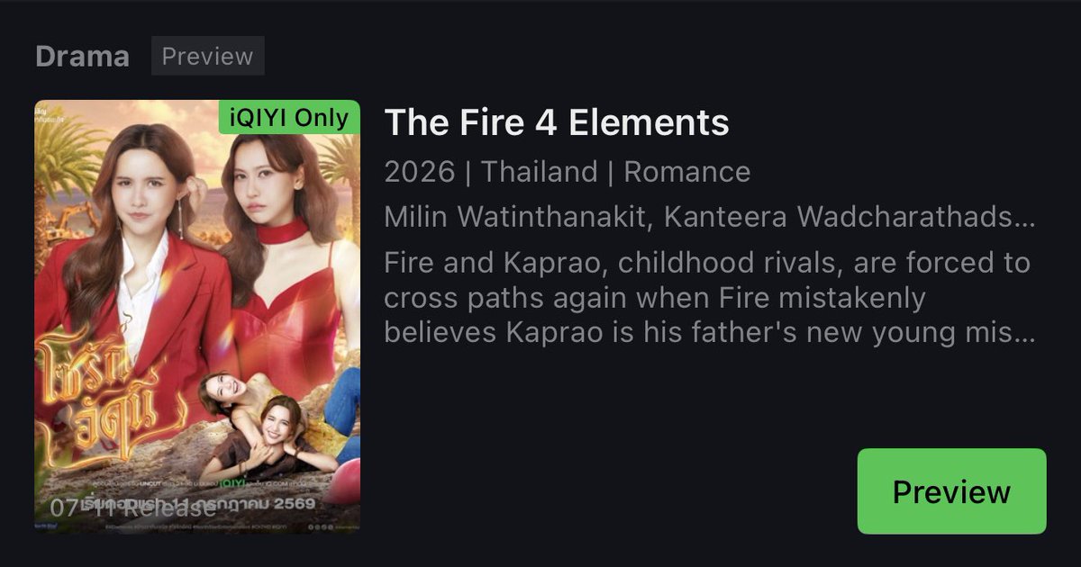 NoeyOfficialFC's tweet photo. The Fire 4 Elements on iQIYI 🔥🌱

🔗 https://t.co/EG3cUrk5Zk

#NamneungMilinD #NoeyKanteera
#NamneungNoey #น้ำหนึ่งเนย 

📱ดูออนไลน์เวอร์ชัน UNCUT เวลา 21.30 น.
บนแอป iQIYI และเว็บ https://t.co/qp77pFbK46 ที่เดียวเท่านั้น

เริ่มตอนแรก 11 กรกฎาคม นี้

#โซ่รักอัคนี
#4Elements #บ้านวาทินวณิช
#NorthStarEntertainment
#iQIYI