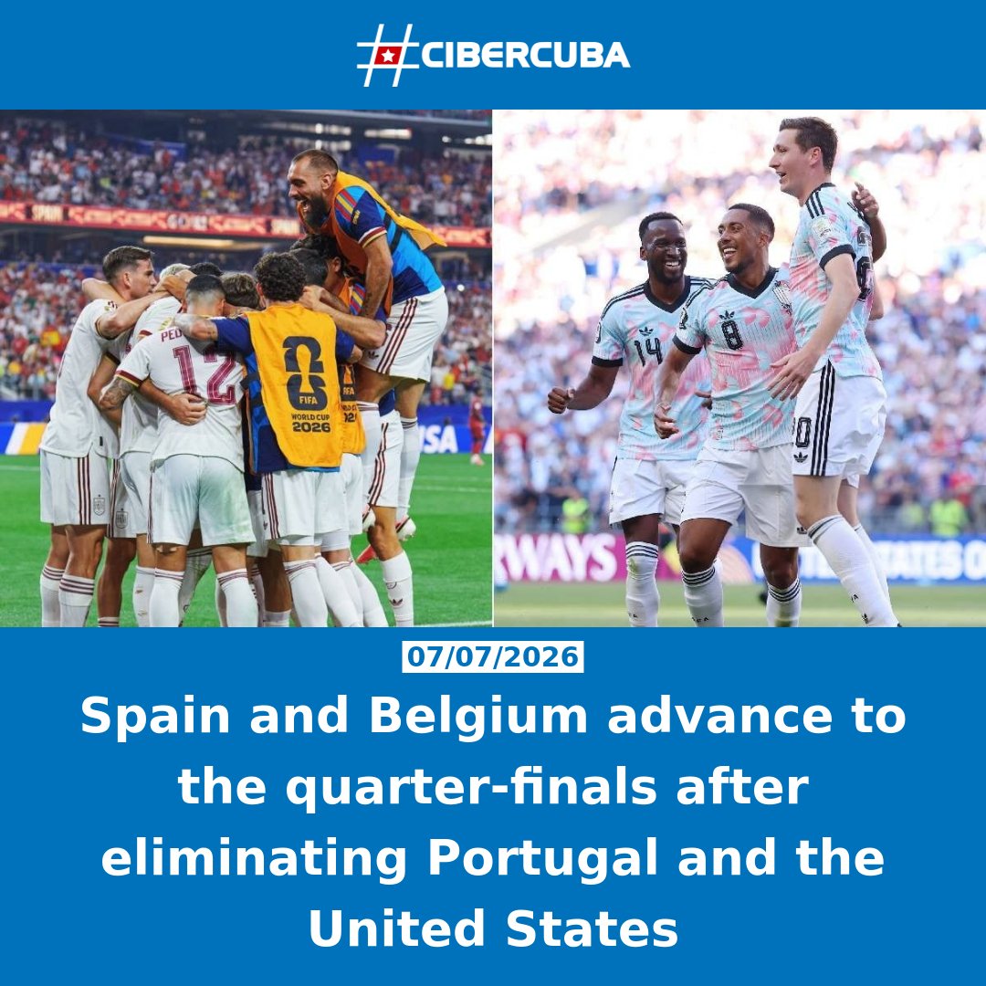CiberCuba's tweet photo. Spain and Belgium advance to the quarter-finals after eliminating Portugal and the United States

Read the full story below 👇 https://t.co/ZoUaSRiyuj