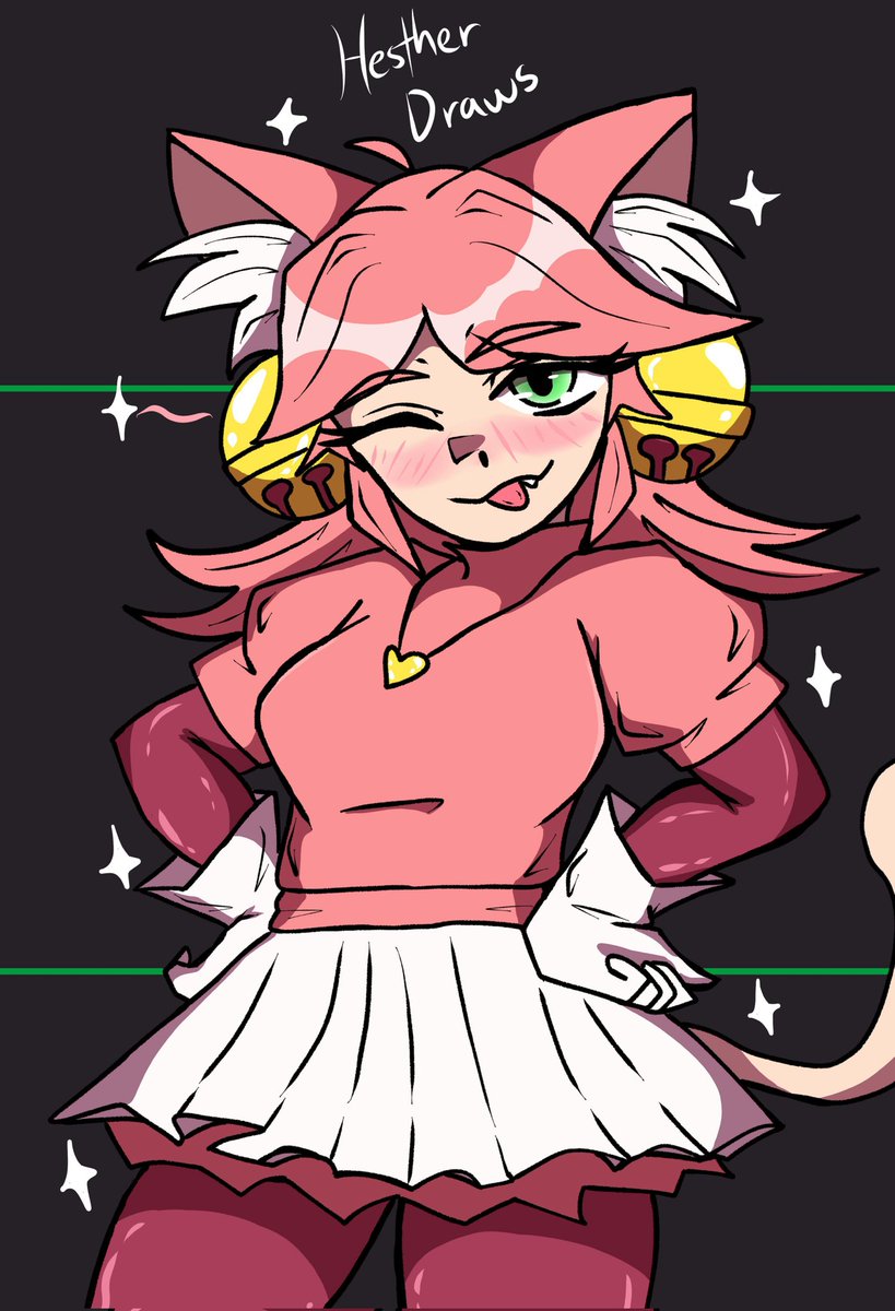 hestherdraws2's tweet photo. She's a mew mew girl with a magic AK... #deltarune #pinkmewmew https://t.co/H90WP6Mr99