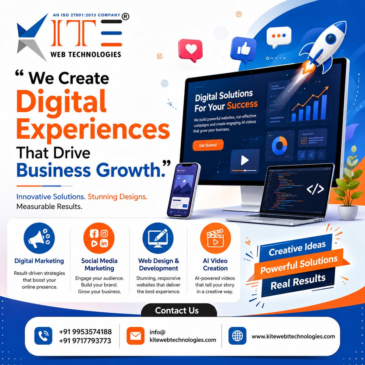 kitewebtech's tweet photo. 🚀 Turn your ideas into business growth with KITE Web Technologies!

✅ Digital Marketing
✅ Social Media Marketing
✅ Website Design &amp; Development
✅ SEO
✅ AI Video Creation
📞 +91 9953574188 | +91 9717793773
🌐 https://t.co/y4e32JxT9g
#DigitalMarketing #WebDesign #SEO #AIVideo https://t.co/1y5sCGhHoN