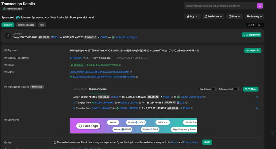 Solana_cg's tweet photo. $SAPIJIJU 3.2m dyor
8jayQDfRc3GYxftBJ2VAwjqmRBdYPC9KnjY15rc9pump

https://t.co/mUoGHh8wye

SAPIJIJU是PUMP平台的联合创始人，负责平台运营以及与 PUMP 代币相关的事宜。他收取了代币的费用，并将其兑换成了 PUMP。这是PUMP平台创始人首次以这种方式使用费用。不过，我觉得SAPIJIJU不会再在 X 上提及这个代币了，尽管他的钱包里持有该代币总量的 65%。

以上内容完全是我的个人理解和分析（个人观点）。如果您有其他看法，请在评论中讨论。