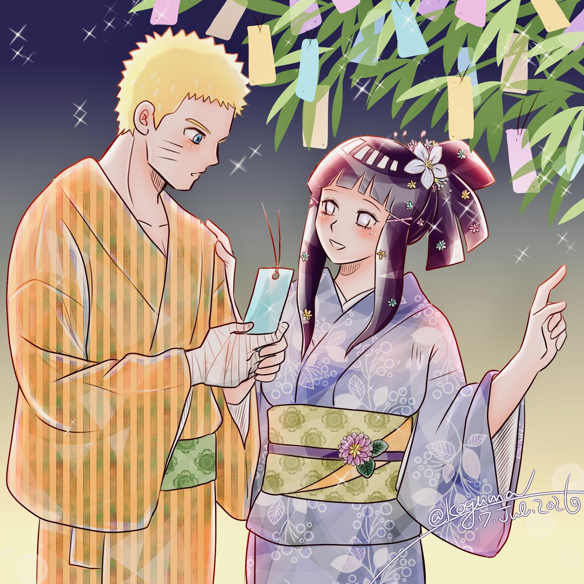 koguma_05's tweet photo. 七夕デート🎋
🍥「これに願い事かくのか？」
☀️「あっちに飾ろう、ナルトくん」 https://t.co/QX3aeiV3zO