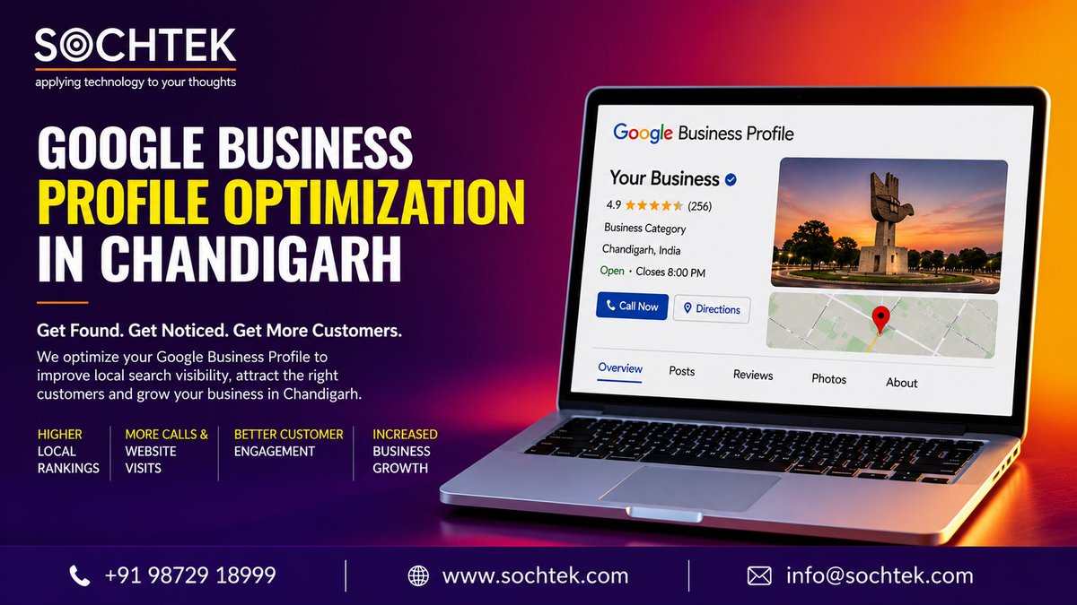 sochtek's tweet photo. Improve local visibility with Google Business Profile Optimization in Chandigarh by Sochtek. Drive more calls, leads, reviews and Google Maps traffic.
+91 98729 18999
https://t.co/cjrH80PkAS
info@sochtek.com
#GoogleBusinessProfile #GBPOptimization #GoogleMaps #LocalSEO https://t.co/BofXq5kbwo