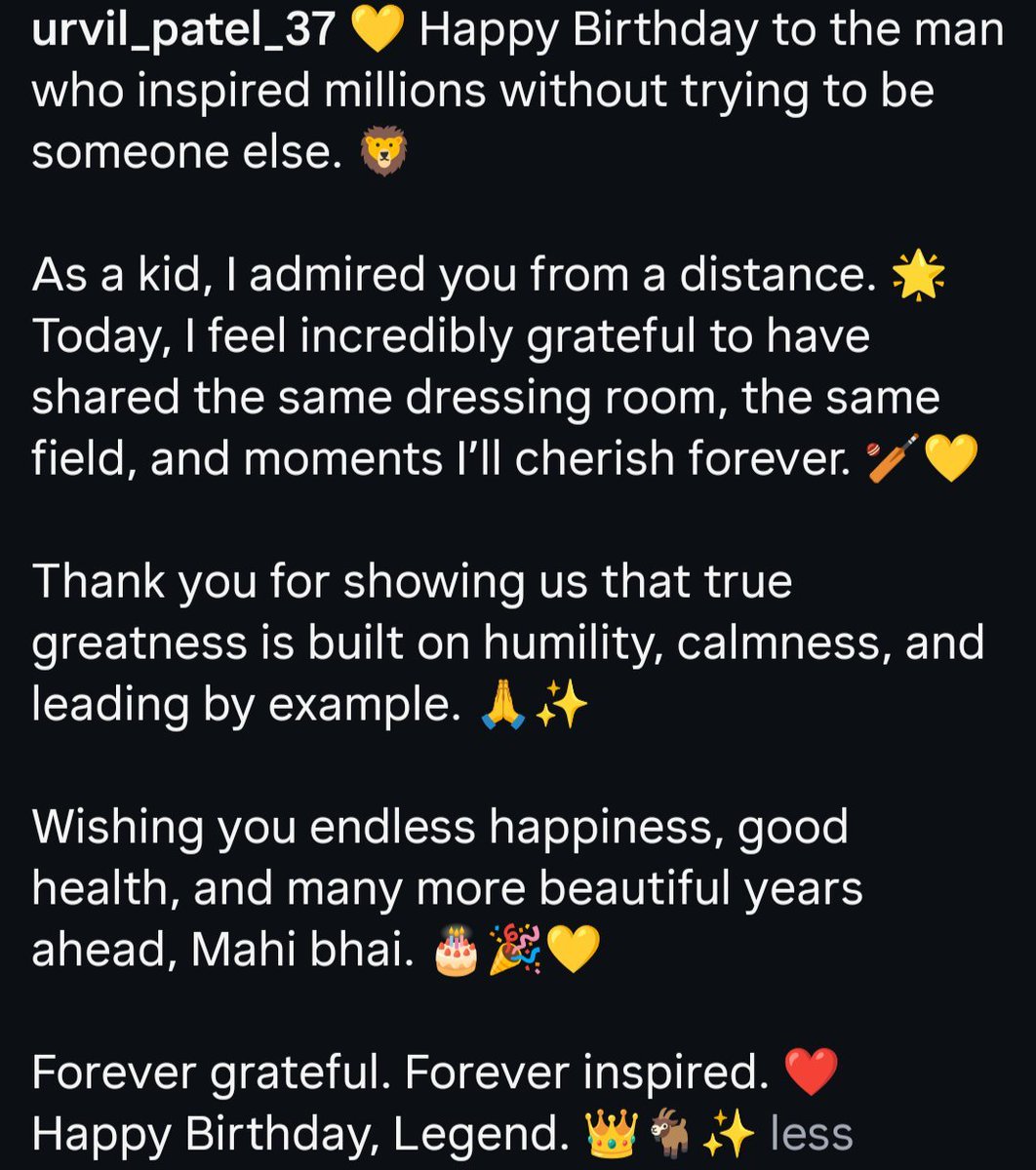 KartikSharmaFC's tweet photo. Urvil Patel Instagram Post for @msdhoni 💛
#HappyBirthdayDhoni https://t.co/5xl5FJ0JoL
