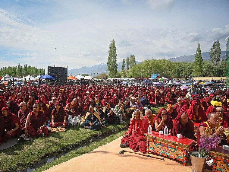 ForbesIndia's tweet photo. #Photoofthe DayMonks celebrate the Dalai Lama's 91st birthday
Buddhist monks gather during celebrations marking the 91st birthday of Tibetan spiritual leader the 14th #DalaiLama, Tenzin Gyatso, at Choglamsar on July 6, 2026 in Leh, India.
📷️ Photo by Waseem Andrabi/HT via Getty Images