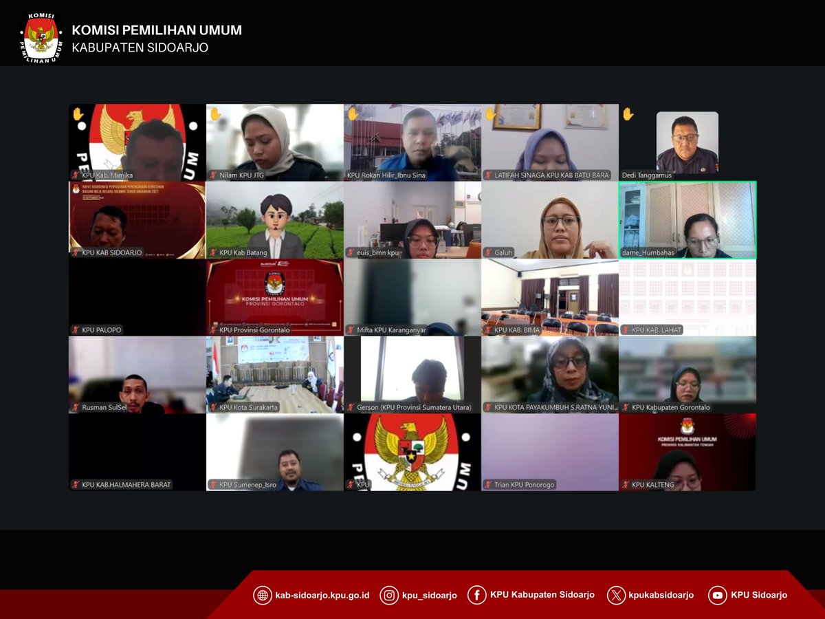 kpukabsidoarjo's tweet photo. Halo #TemanPemilih π
Dalam semangat #SelasaCeria, Komisi Pemilihan Umum Kabupaten Sidoarjo (KPU Sidoarjo) menghadiri Rapat Koordinasi Penyusunan Laporan Pengawasan dan Pengendalian Barang Milik Negara (BMN) Semester I Tahun 2026 di lingkungan KPU yang diselenggarakan oleh KPU https://t.co/zLEp9F0JVa