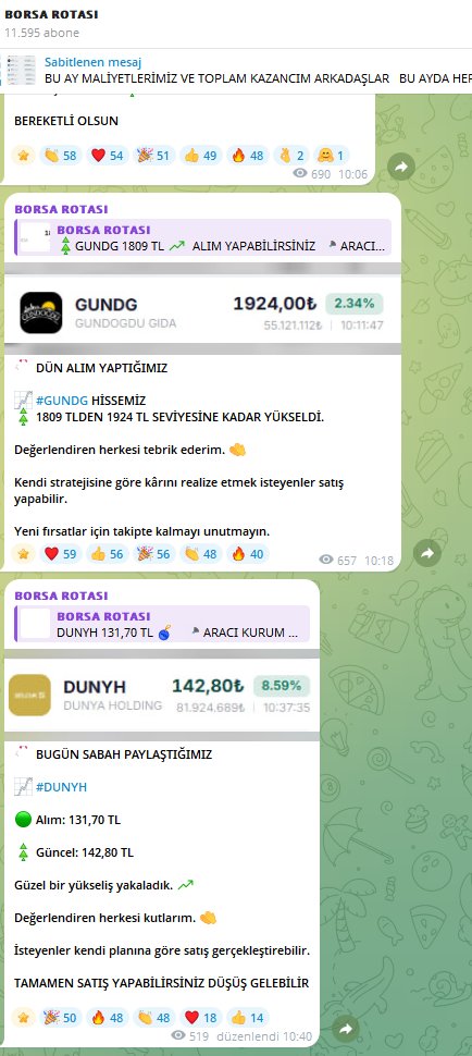 rotaborsanln's tweet photo. 📈 Dün alım yaptığımız #GUNDG 'de hedefe kısa sürede ulaşıldı

✅ Alım: 1.809 TL
🚀 Gün içi en yüksek: 1.924 TL
Takip eden ve değerlendiren herkesi tebrik ederim👏

Yeni fırsatları kaçırmamak için ücretsiz Telegram kanalım ⬇️

https://t.co/SUTDUYbKQ3

#Borsaİstanbul  #bist50 https://t.co/KLvz9nBy19