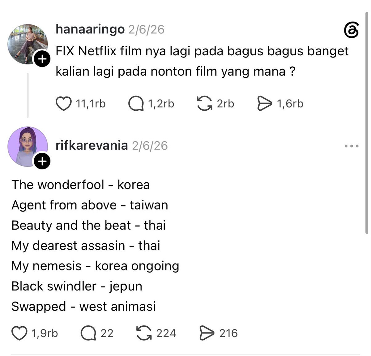 voidlurex's tweet photo. list film ada yg mau nambahin lagi? https://t.co/TCaZpUZ0QJ