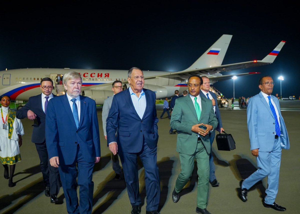 mern_shewaye's tweet photo. The Russian Federation Foreign Minister H.E. Sergey Lavrov arrived in Addis Ababa for an official visit.  The Foreign Minister's visit marks a new  chapter in the decades-long partnership between Moscow and Addis Ababa. 
#Diplomacy #oldfriendsarethebestfriends https://t.co/EHkGlzJWCi