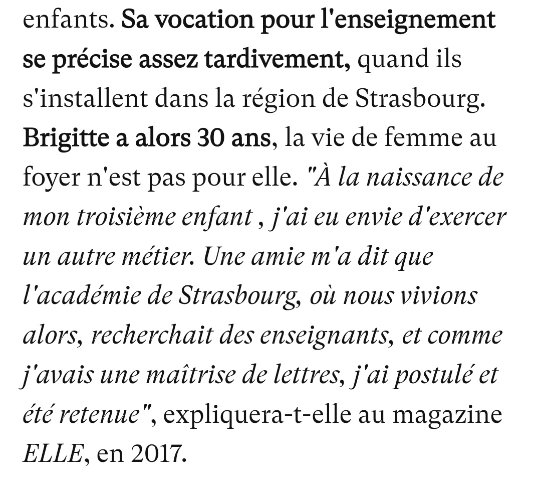 VivianeLamarle1's tweet photo. Bonjour 

Le 1/09/20 dans @gala reprenant un article @ELLEfrance de 2017  #BrigitteMacron détaillait bien imprudemment sa carrière d'enseignante. 👇🏻

https://t.co/C1nqTbj7uT

Je la cite.
-  j'ai eu envie d'exercer un autre métier. 
-  comme j'avais une maitrise de lettres 
-  Et moi, les conjonctives, les relatives, les circonstancielles, je n'en avais aucune idée 
- je n'avais étudié que la littérature ( voir saisies écran )

Pourtant, dans une vidéo sur @RTLFrance  en date du 9 mai 2019👇🏻
 https://t.co/xn2LNi5jNc, 

sa biographe #SylvieBommel avait affirmé avec une tranquille assurance jamais attaquée l'exact contraire de chacun de ces points ( à écouter dès 2'50 ) : 

- Brigitte Macron n'avait jamais travaillé avant d'enseigner 
- Sa maîtrise de lettre restait introuvable 
- Elle n'avait ni le CAPES, ni le CAFEP., tout juste peut-être une 1ere année de fac.

Pour votre gouverne 
✅ La maîtrise de lettres correspond à un bac + 5 soit 3 ans de licence validées et deux ans de recherche. 
✅ Le CAPES quant à lui peut être tenté sitôt  validés tous les certificats de licence, au premier rang desquels l'indispensable grammaire française.
 
Dans les deux cas Mme Macron n'a pas pu échapper à l'étude des propositions conjonctives, relatives et circonstancielles enseignées au collège a tous les enfants de France  puisque cela faisait et fait toujours partie des UV et certifs obligatoires (et non optionnels.)

✅ En France on n'étudie pas QUE la littérature dans le cadre des études de lettres, c'est une ineptie pour journalistes naïfs et besogneux.

✅ Enfin l'obtention du CAPES débouche SYSTÉMATIQUEMENT sur un poste dans le secteur public, jamais  - sauf dérogation exceptionnelle - dans le secteur privé sous contrat.

Les propos de #BrigitteMacron complaisamment relayés dans le cadre d'un matraquage médiatique indigne d'une démocratie sont incohérents et ne résistent pas au filtre de l'analyse formelle, confortée par ce qu'en sait une journaliste d'investigation apparemment plus intouchable que le site #PRESSIBUS .

Je vous ai maintes fois évoqué ces incohérences
👇🏻 
https://t.co/Nwd9grMvly

Vous n'oublierez pas qu'en France le pouvoir appartient au peuple.
@EmmanuelMacron, son conjoint et leurs équipages vivent de nos impôts.
Ils sont nos salariés et nous sommes leurs employeurs.

A ce titre je vous demande pour la dernière fois d'amender la page de Madame Macron en produisant 
- les photos certifiées conformes de ses diplômes 
- la dérogation ministérielle  l'ayant autorisée après obtention du CAPES de lettre modernes à enseigner dans le secteur privé religieux 

Et si ces documents n'existent pas de bien vouloir le notifier publiquement assorti d'excuses. 
Cc @afpfr
@AssembleeNat
@Senat
@SebLecornu
@cab2626
@ChrisCotten1953