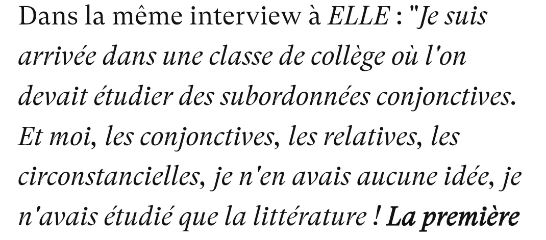 VivianeLamarle1's tweet photo. Bonjour 

Le 1/09/20 dans @gala reprenant un article @ELLEfrance de 2017  #BrigitteMacron détaillait bien imprudemment sa carrière d'enseignante. 👇🏻

https://t.co/C1nqTbj7uT

Je la cite.
-  j'ai eu envie d'exercer un autre métier. 
-  comme j'avais une maitrise de lettres 
-  Et moi, les conjonctives, les relatives, les circonstancielles, je n'en avais aucune idée 
- je n'avais étudié que la littérature ( voir saisies écran )

Pourtant, dans une vidéo sur @RTLFrance  en date du 9 mai 2019👇🏻
 https://t.co/xn2LNi5jNc, 

sa biographe #SylvieBommel avait affirmé avec une tranquille assurance jamais attaquée l'exact contraire de chacun de ces points ( à écouter dès 2'50 ) : 

- Brigitte Macron n'avait jamais travaillé avant d'enseigner 
- Sa maîtrise de lettre restait introuvable 
- Elle n'avait ni le CAPES, ni le CAFEP., tout juste peut-être une 1ere année de fac.

Pour votre gouverne 
✅ La maîtrise de lettres correspond à un bac + 5 soit 3 ans de licence validées et deux ans de recherche. 
✅ Le CAPES quant à lui peut être tenté sitôt  validés tous les certificats de licence, au premier rang desquels l'indispensable grammaire française.
 
Dans les deux cas Mme Macron n'a pas pu échapper à l'étude des propositions conjonctives, relatives et circonstancielles enseignées au collège a tous les enfants de France  puisque cela faisait et fait toujours partie des UV et certifs obligatoires (et non optionnels.)

✅ En France on n'étudie pas QUE la littérature dans le cadre des études de lettres, c'est une ineptie pour journalistes naïfs et besogneux.

✅ Enfin l'obtention du CAPES débouche SYSTÉMATIQUEMENT sur un poste dans le secteur public, jamais  - sauf dérogation exceptionnelle - dans le secteur privé sous contrat.

Les propos de #BrigitteMacron complaisamment relayés dans le cadre d'un matraquage médiatique indigne d'une démocratie sont incohérents et ne résistent pas au filtre de l'analyse formelle, confortée par ce qu'en sait une journaliste d'investigation apparemment plus intouchable que le site #PRESSIBUS .

Je vous ai maintes fois évoqué ces incohérences
👇🏻 
https://t.co/Nwd9grMvly

Vous n'oublierez pas qu'en France le pouvoir appartient au peuple.
@EmmanuelMacron, son conjoint et leurs équipages vivent de nos impôts.
Ils sont nos salariés et nous sommes leurs employeurs.

A ce titre je vous demande pour la dernière fois d'amender la page de Madame Macron en produisant 
- les photos certifiées conformes de ses diplômes 
- la dérogation ministérielle  l'ayant autorisée après obtention du CAPES de lettre modernes à enseigner dans le secteur privé religieux 

Et si ces documents n'existent pas de bien vouloir le notifier publiquement assorti d'excuses. 
Cc @afpfr
@AssembleeNat
@Senat
@SebLecornu
@cab2626
@ChrisCotten1953