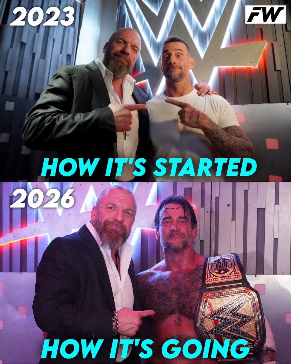 WrestleFriendly's tweet photo. CM Punk &amp; Triple H 3 years difference: 🔥🔥 https://t.co/lNtvtwyOhX