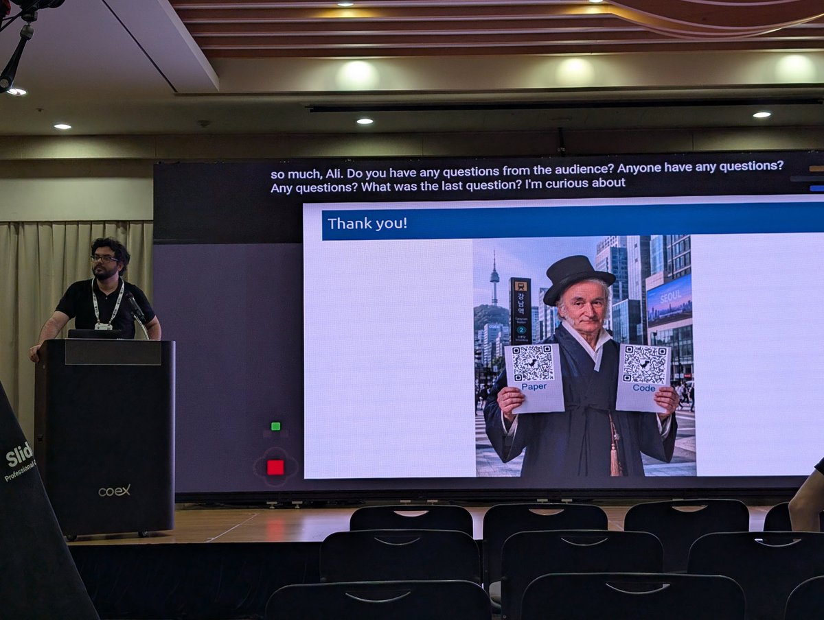 pcastr's tweet photo. Today at the #ICML2026 LatinX in AI workshop @aspa1313 did a great job presenting our paper!
We'll be presenting the poster at the main conference, tomorrow Wednesday July 8th, 2:30-4:15, Hall A, poster #303.
Come chat with Ali and me then! https://t.co/P0X9iEyrwQ