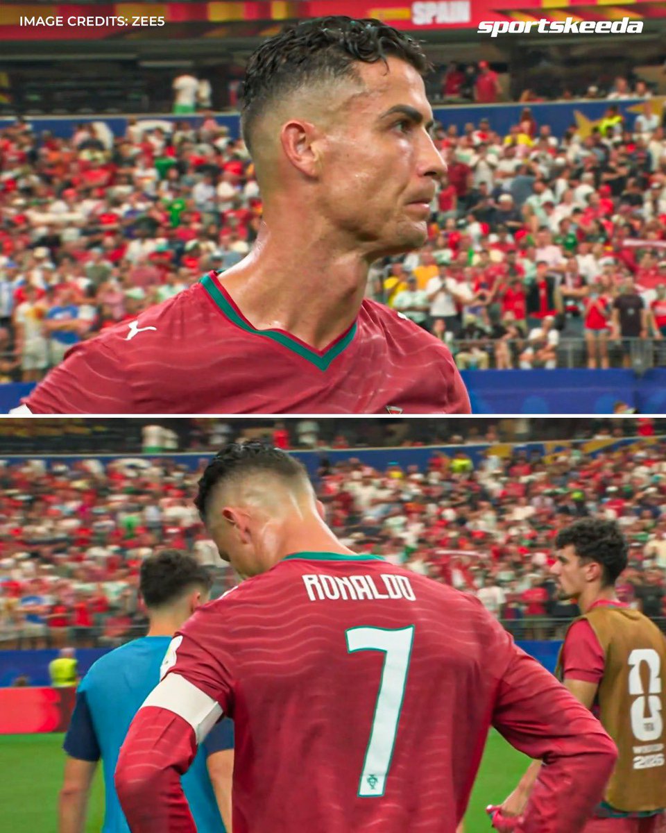 AduBarmer's tweet photo. Cristiano Ronaldo could not hold back his tears after Portugal’s defeat against Spain in what was his final FIFA World Cup game. 

The King gave everything till the very end. 🇵🇹

#CristianoRonaldo #Portugal    #FIFAWorldCup #WC2026 #CristianoRonaldo https://t.co/2nj7cnPJIY