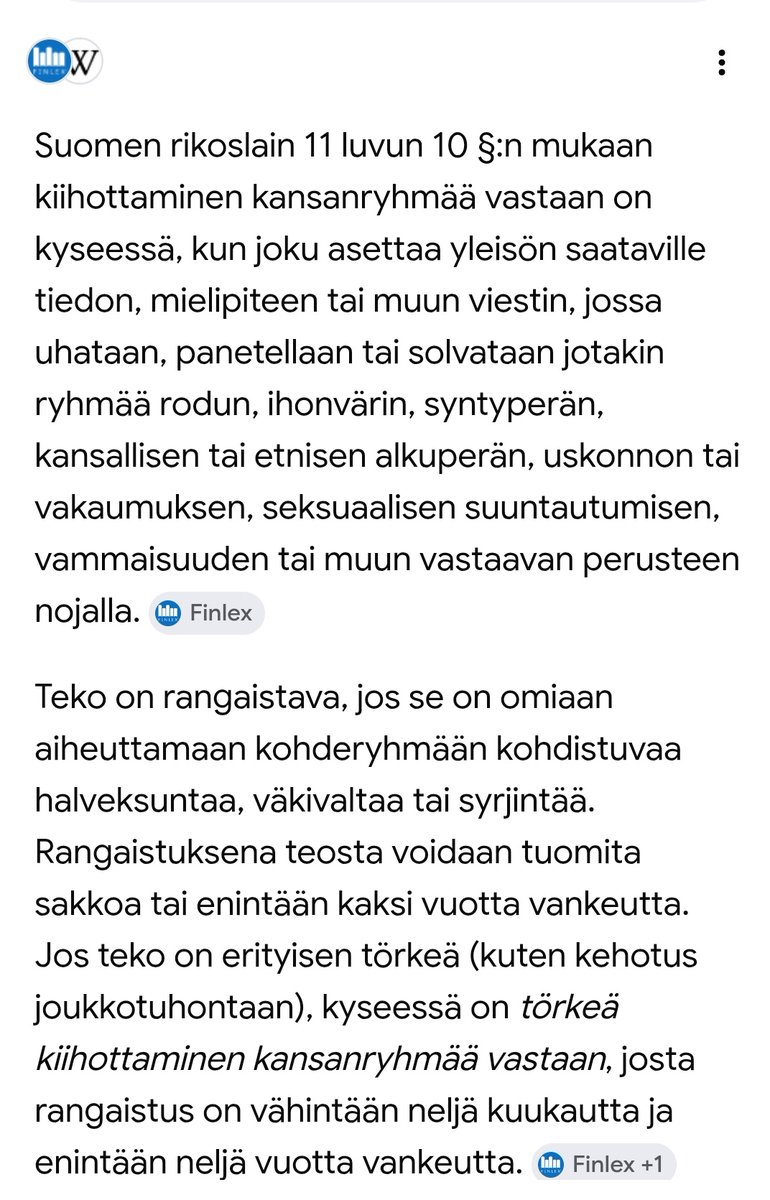 M1guelSuna's tweet photo. Suomen rikoslaki kieltää yksiselitteisesti kiihottamisen kansanryhmää vastaan.
Suomessa kiihottaminen venäläisiä vastaan on kuitenkin täysin sallittua ja jopa suotavaa. Maan poliittinen johto yllyttää tähän. Venäläisten demonisointi on EU:n ja Naton yhteinen hanke. Tämä avaa suunnattomat korruption mahdollisuudet ja rahaa löytyy rajattomasti.

Jos kannatat rauhaa🕊️ ja puolueettomuutta, sinut leimataan "ryssäksi" ja venäläismieliseksi vaikka Venäjä ei merkitse sinulle yhtään mitään. 
Ukrainan korruptio saa palkkionsa vihan pidosta. Tavalliset ukrainalaiset eivät jaksaisi enää sotia-valtamedia ei tätä kerro.

Suomen korruptio saa palkkion vihanlietsonnasta. Tämän länsimaistamisen hinta on ollut Suomelle valtava. Olemme kohta Euroopan periferia, joka voidaan tuhota täysin. Suomen maantieteellinen sijainti ja rauhanhakuisuus pitäisi olla Suomen vahvuus. Suomella ei ole mitään itsenäisyyttä. Woke, pride ja monikulttuurisuus ovat valtionjohdon kantavat teemat.

Tänäänkin Suomen poliittinen johto kiihottaa sotaa/vihaa ja poseeraa Nato-kokouksessa Turkissa. Se on Suomen etujen vastaista toimintaa. Se maksaa meille satoja miljardeja euroja velkana, asehulluutena ja oman talouden tuhoamisena. 

Kohti yhden sallitun mielipiteen tyraniaa olemme luisumassa. Väärästä postauksesta tai mielipiteestä saa kohta rangaistuksen. Herätkää!