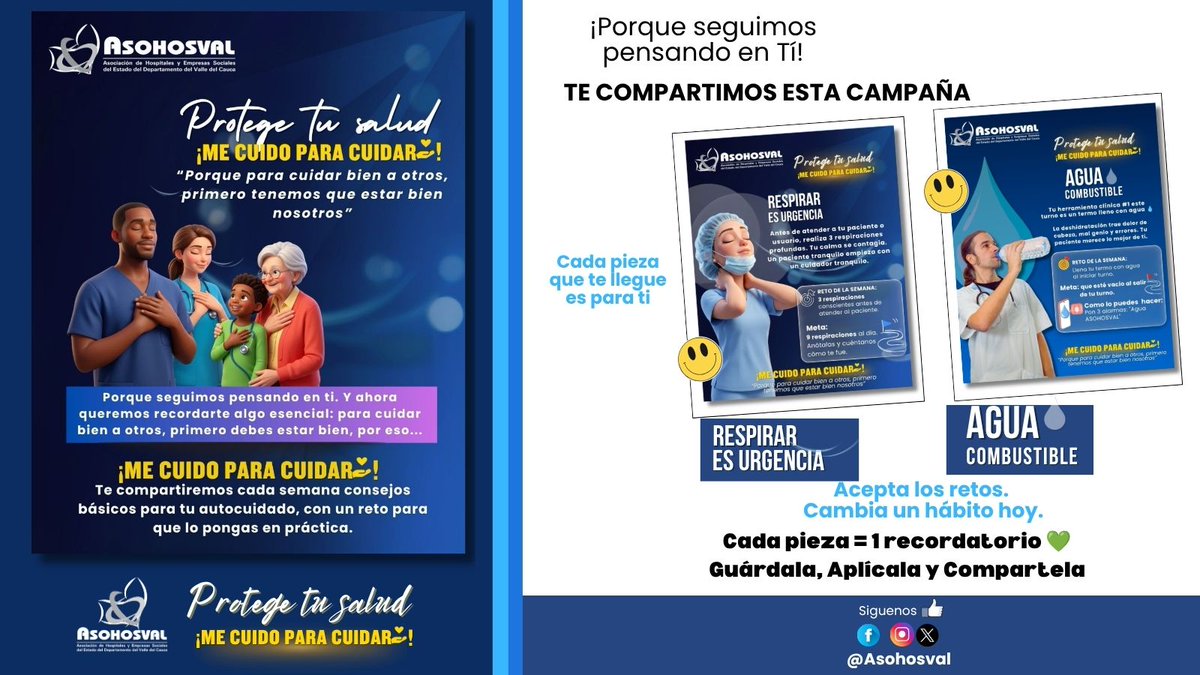 Asohosval's tweet photo. ¡Porque seguimos pensando en TI! 💚
#ProtegeTuSalud #MeCuidoParaCuidar
Te dejamos nuestras piezas sobre hábitos que cuidan 👇
VÉLAS • GUÁRDALAS • APLÍCALAS
Respirar: https://t.co/s6bXU6qVYL
Agua: https://t.co/TPMkQYOkUg
Más en FB e IG: @Asohosval https://t.co/gtI6BUKsly