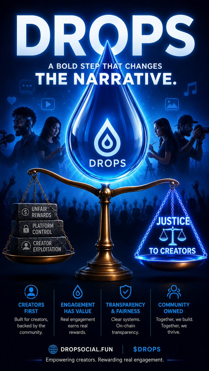 mineh_4714's tweet photo. For years, creators have generated billions of views while many received only a small fraction of the value they helped create.

That's why I'm paying close attention to DropSocial and $DROPS.

The vision isn't just another social platform—it's about building a creator-first economy where engagement has real value and the community shares in the ecosystem's growth.

Think about how Bitcoin challenged the traditional financial system by introducing a new way to transfer and store value without relying on legacy institutions. In a similar spirit, DropSocial is aiming to rethink how value is created and distributed in social media by putting creators and communities at the center.

We're still early, and like any new technology, success isn't guaranteed. But every major innovation starts with a vision that challenges the status quo.

I'm not taking this opportunity lightly. I believe DropSocial and $DROPS have the potential to make a real impact.

Time will tell—but I'll be watching, building, and supporting the journey. 💧🚀

🌐 https://t.co/Ly2mbPXaQP

Referral code not compulsory:
Mineh 

#DropSocial #DROPS