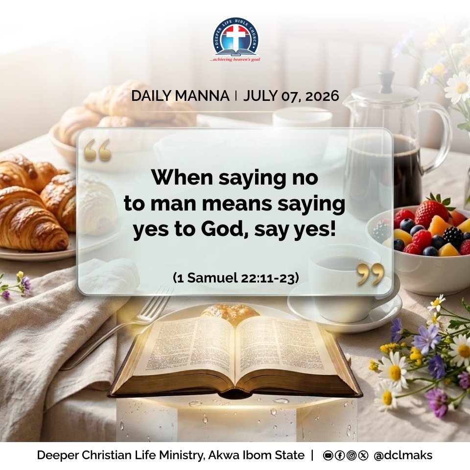 dclmaks's tweet photo. True courage is not always in saying “YES”; sometimes it is found in saying “NO” to what is wrong, even when it comes at a personal cost.

The servants who refused King Saul’s wicked command chose obedience to God over fear of man. Their example reminds us that integrity, https://t.co/AiUMumoDTJ