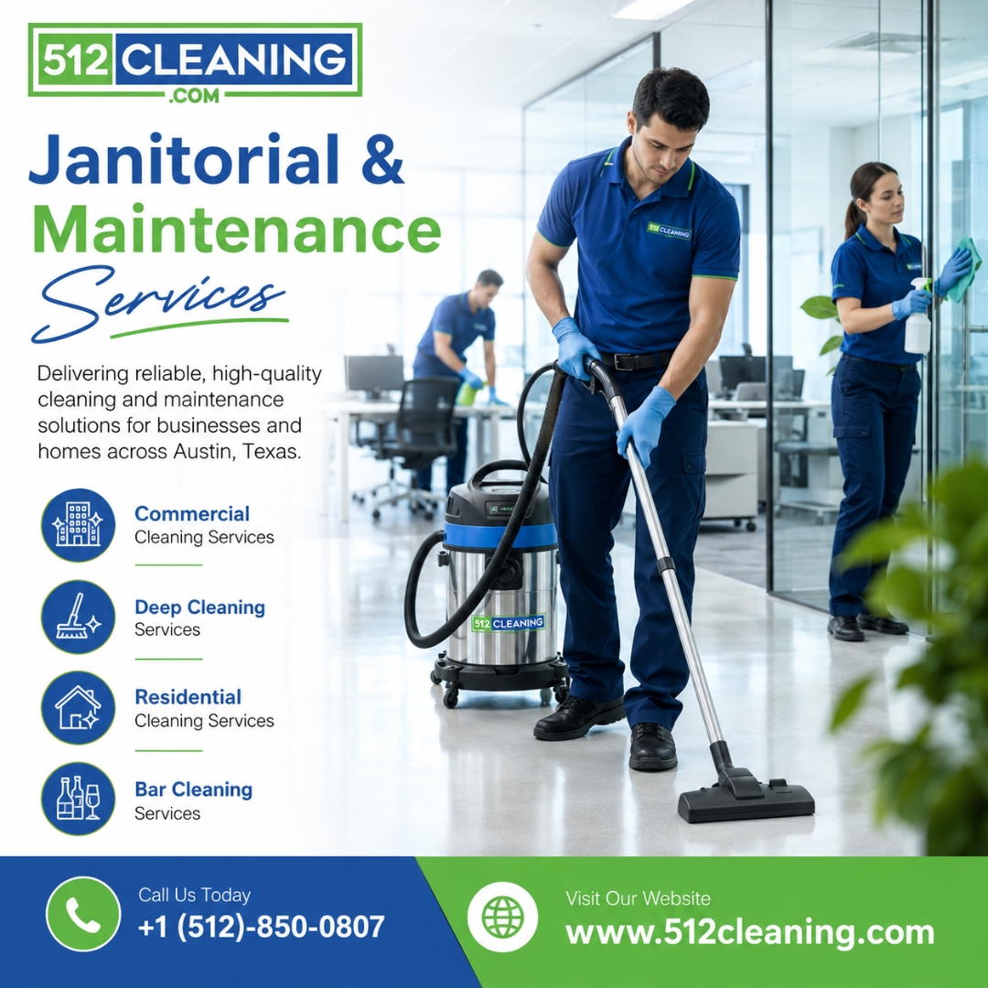 512Cleaning's tweet photo. 🧹🏢 Janitorial &amp; Maintenance Services – Keep Every Space Working as Hard as You Do 🏢🧹

☎️ +1 512-850-0807
📧 info@512cleaning.com
🌐 https://t.co/z4MpoFOOvq

#JanitorialServices #MaintenanceServices #CommercialCleaning #FacilityMaintenance #OfficeCleaning #BusinessCleaning https://t.co/9zExhgVr13
