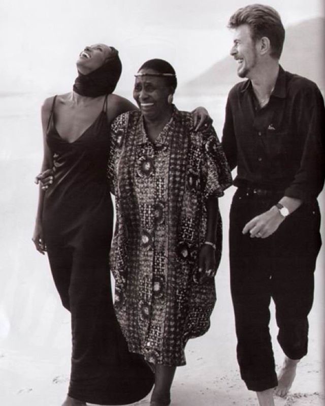 HistorySAZAR's tweet photo. Iman, Miriam Makeba and David Bowie in South Africa, c 1990s. Photo: Conde Nast https://t.co/RmAQQZgBwS