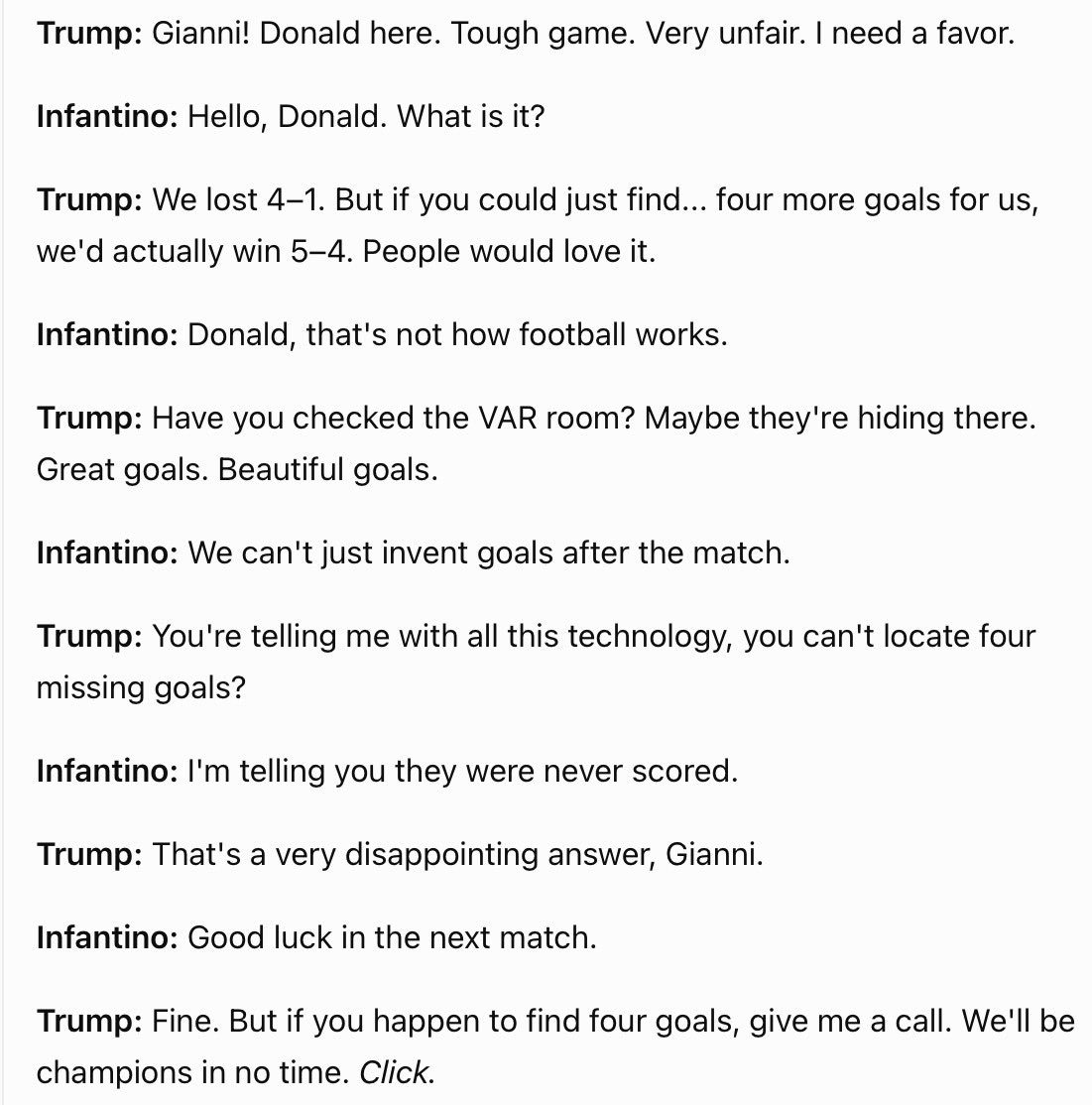 larslmortensen's tweet photo. @greg16676935420 Well, beating #thecheaters 4:1 comes to mind!
@FIFAWorldCup #trump #infantino https://t.co/APPtbqMv7L