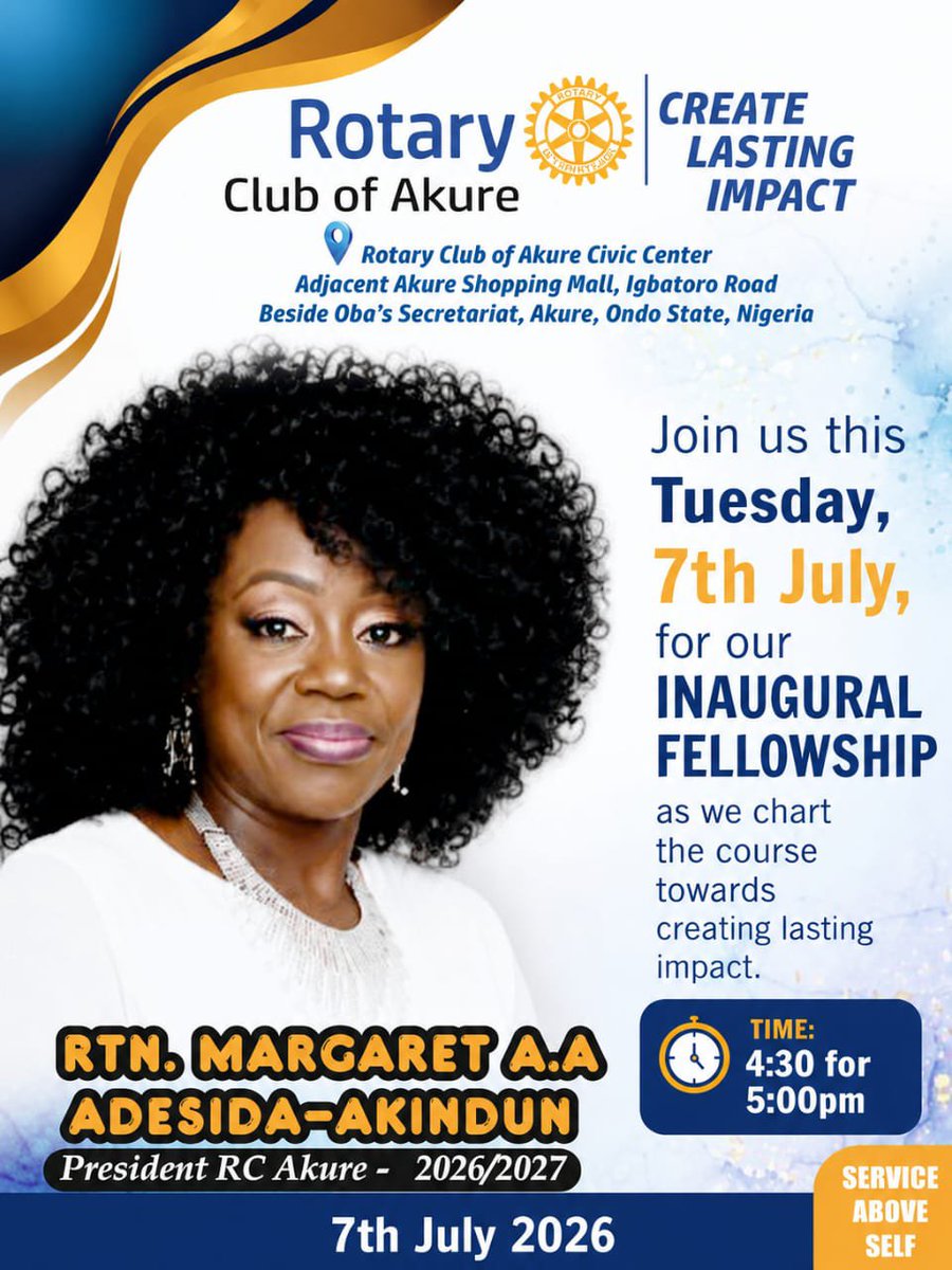 RotaryAkure's tweet photo. You are all invited to our first fellowship of the Rotary year https://t.co/BMKW8XkIkH