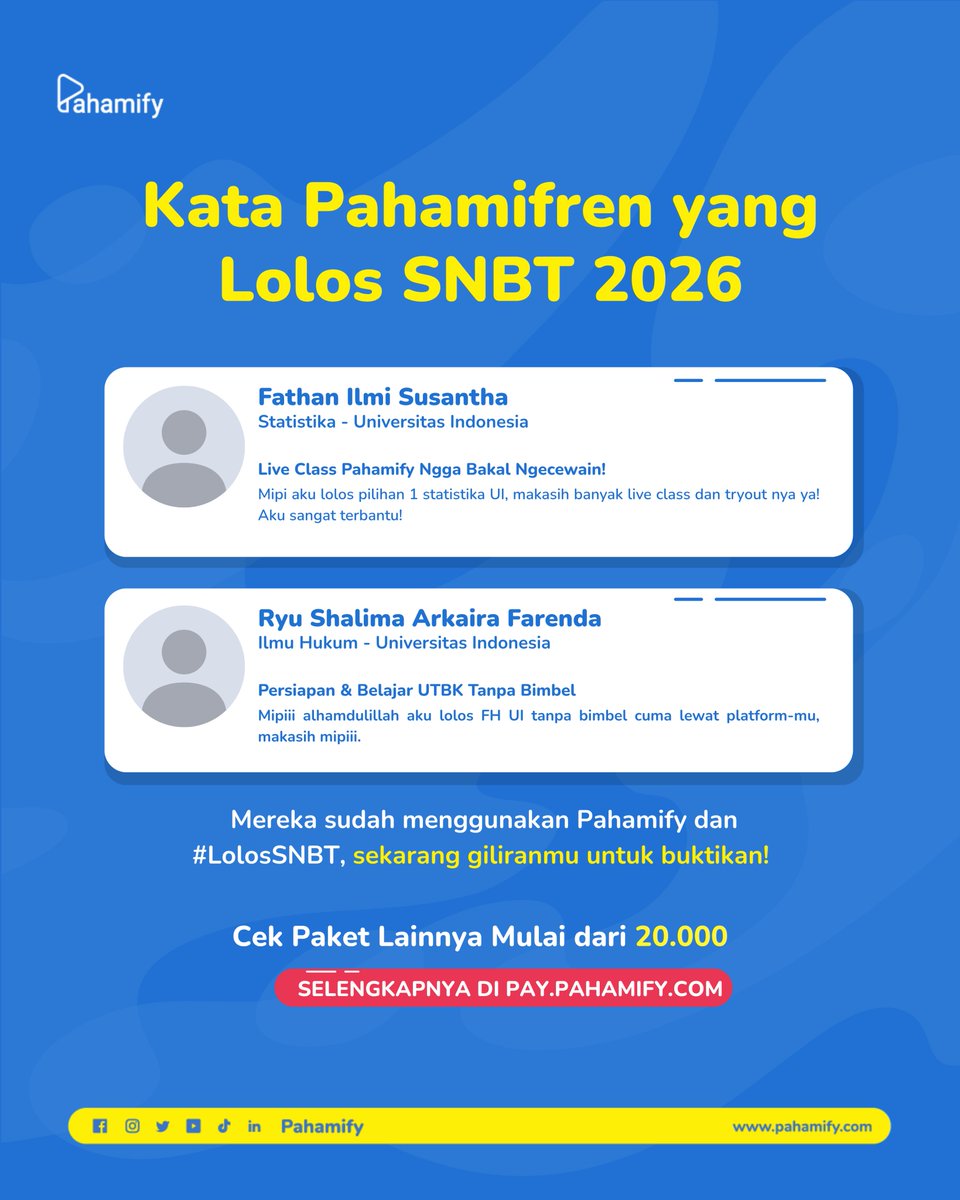 Pahamify | TO + Live Class UTBK & Ujian Mandiri tweet media