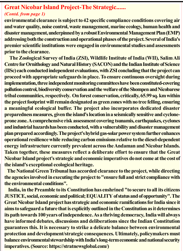 Andaman_Admin's tweet photo. #GNI
#GreatNicobarIsland #project balances strategic development and ecological responsibility. To strengthen #India’s strategic depth in the #IndoPacific while adhering to a stringent environmental framework: comprehensive EIA and public consultations, clearance from statutory bodies @NGTribunal where applicable, designation of green zones, protections for #Tribals and disaster‑resilient #infra.