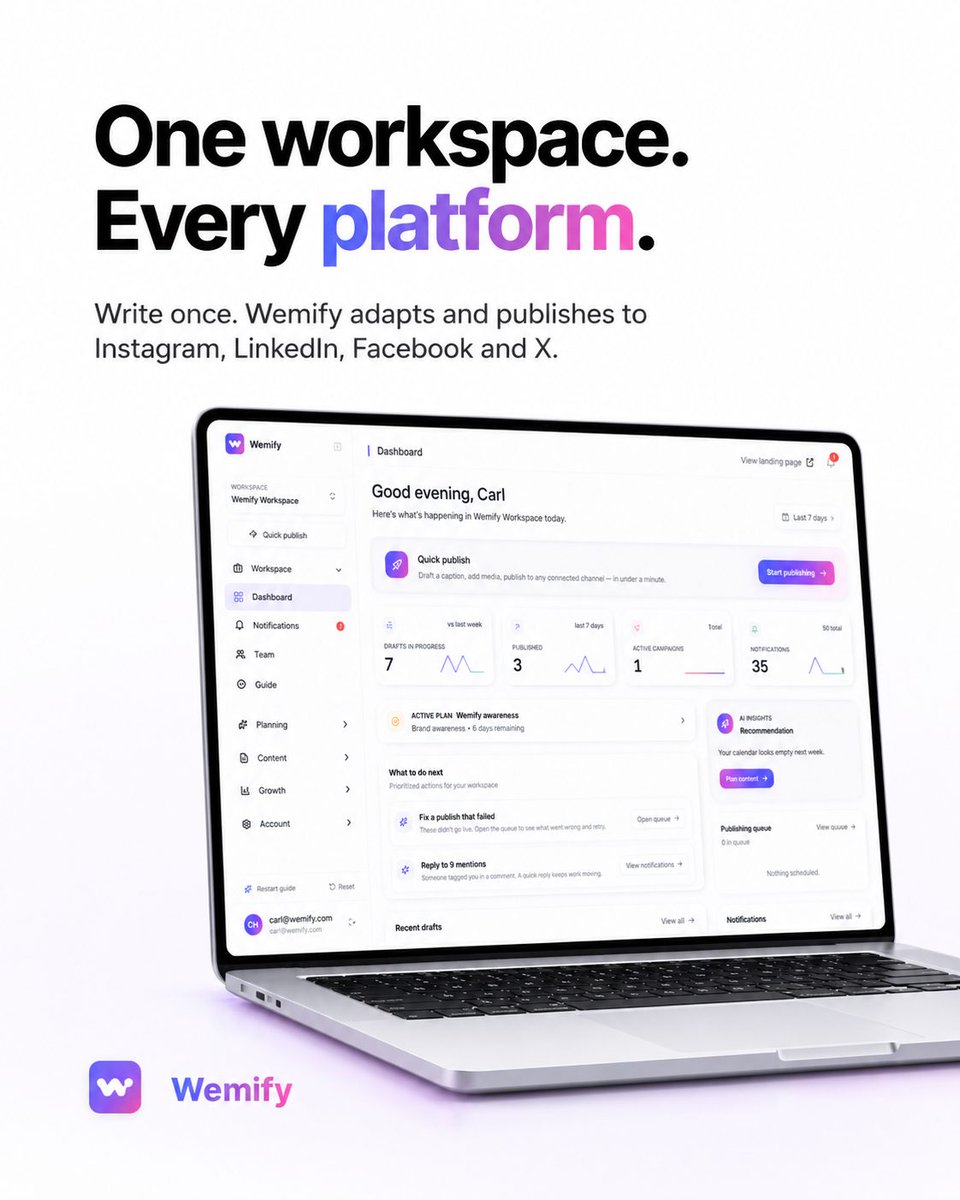 Wemifyapp's tweet photo. Tired of juggling content platforms?

Wemify lets you write once, publish everywhere. Streamline your workflow and simplify content creation. https://t.co/rA9luBRXRC