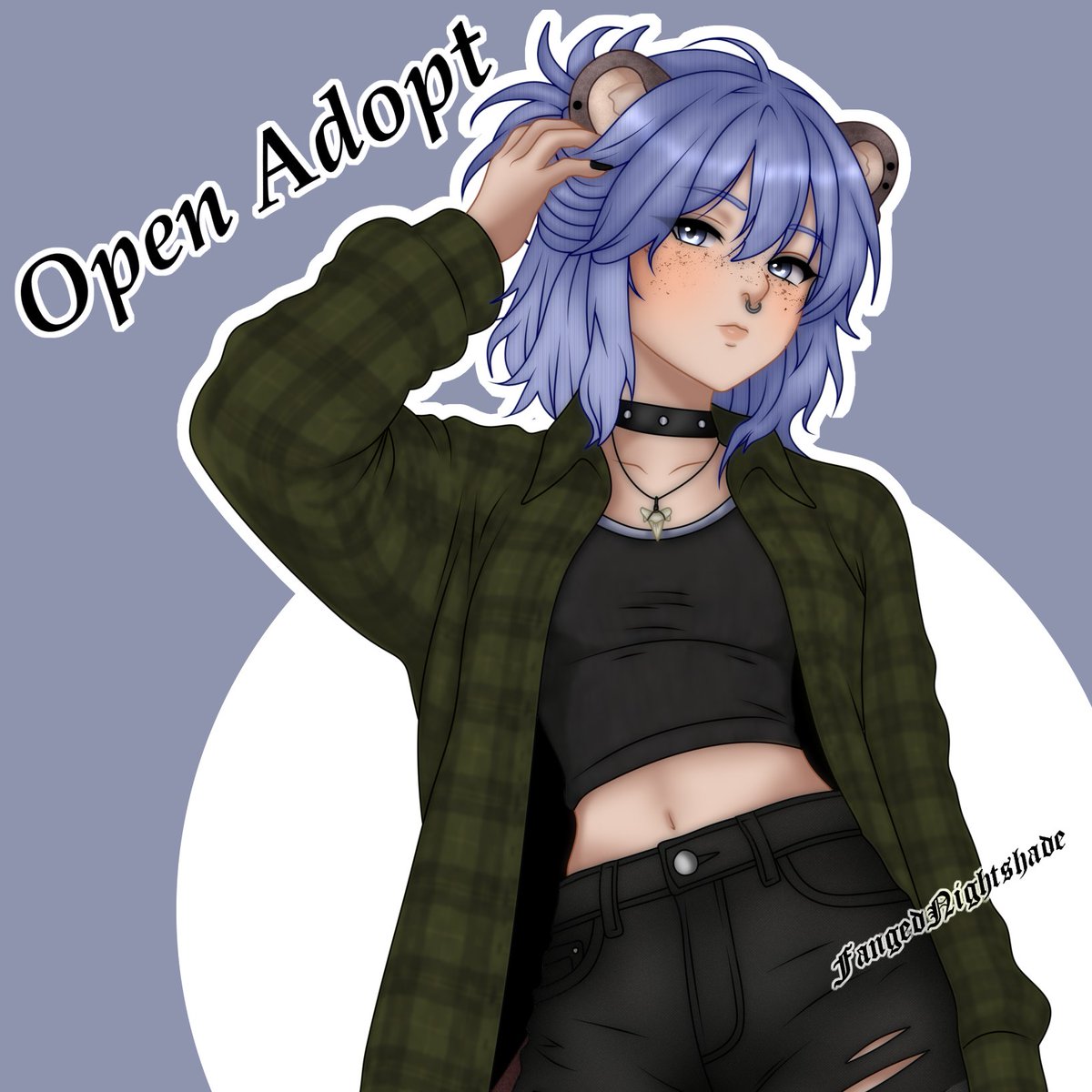 NightshadeFangs's tweet photo. My first adopt of 2026, a lovely punk Otter who comes with an inactive and active version (Reactive).

#Adoptable #Vtuberadopt https://t.co/AJU5LNLLrC