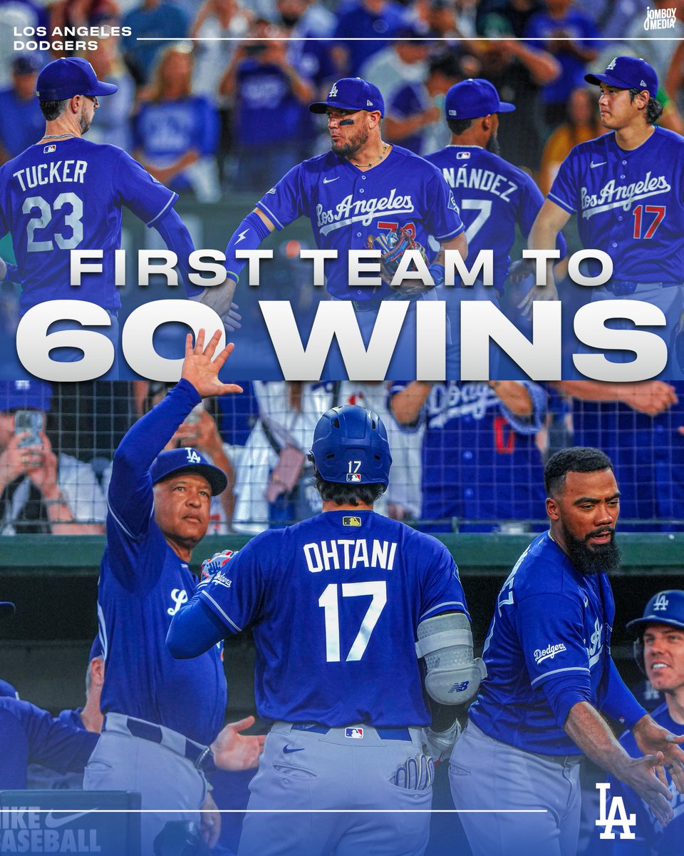 TalkinBaseball_'s tweet photo. Dodgers are the first team to win 60 games this season! https://t.co/0NFhpp6HcE