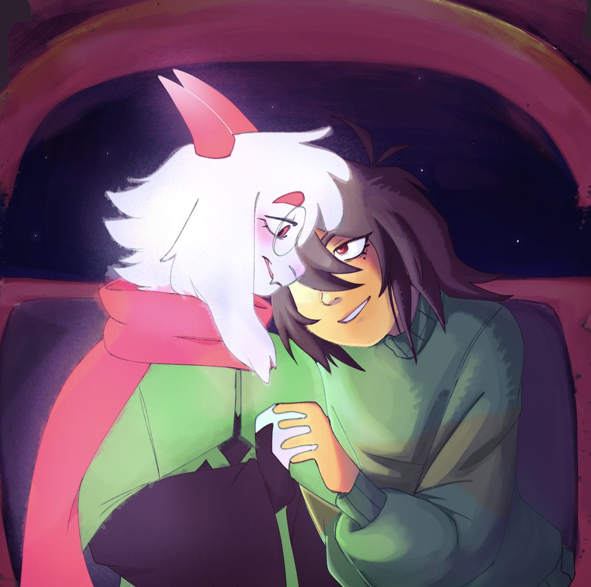 Guruiiko's tweet photo. Made some more kralsei :D Commission for @Yevgen_Here !! happy kralserver anniversaryyyy 
#deltarune #kralsei https://t.co/I5if8w34Vh