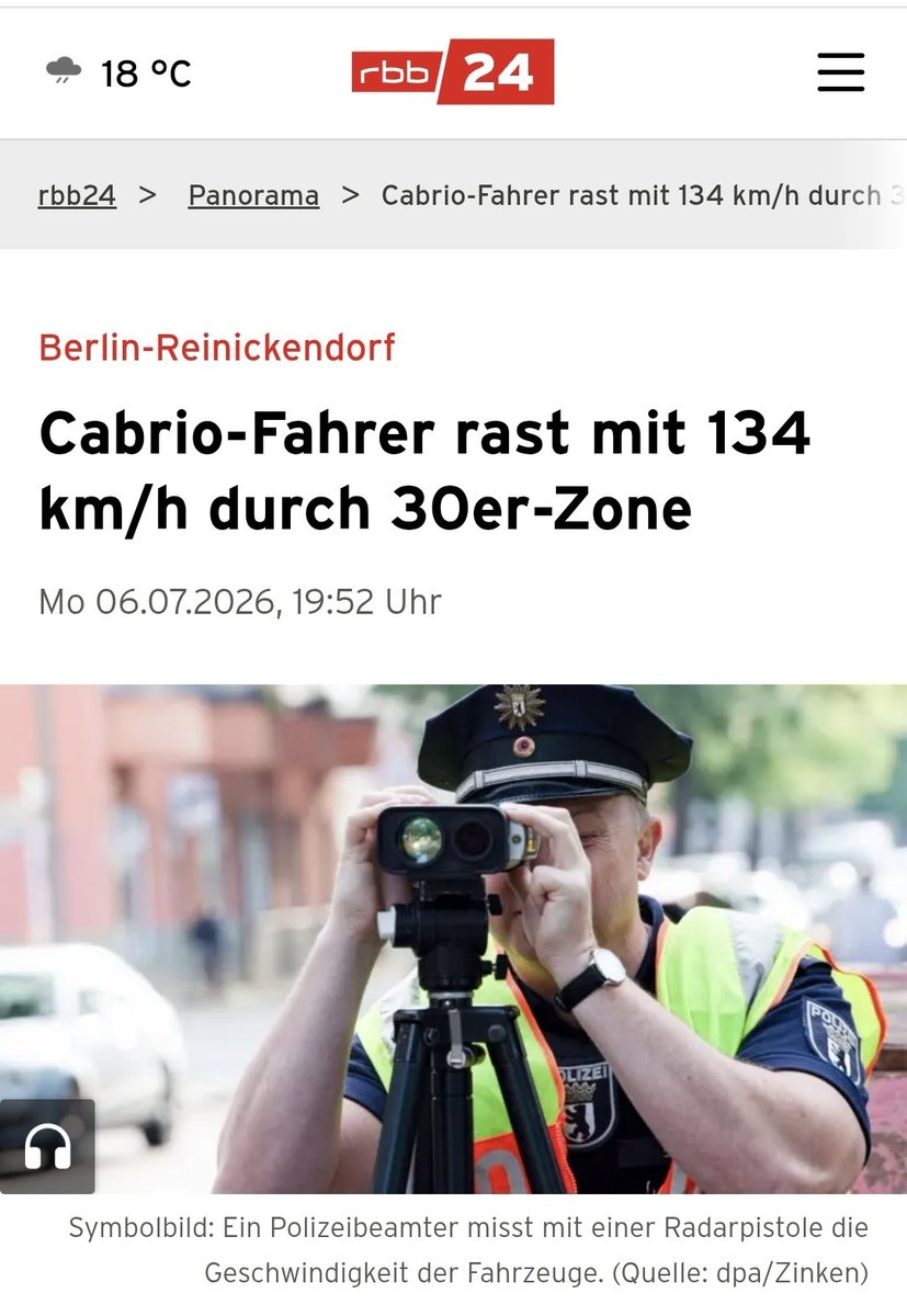 Storch_i's tweet photo. Wer mit 134 km/h [!] durch eine 30-er-Zone ballert, nimmt billigend den Tod von Menschen in Kauf. 

In Deutschland kommt man da mit 800 € davon.

Zum Vergleich: in der Schweiz landet man da im Gefängnis. #zuRecht

https://t.co/3vLqWZqztu https://t.co/SVrg0lsgPH