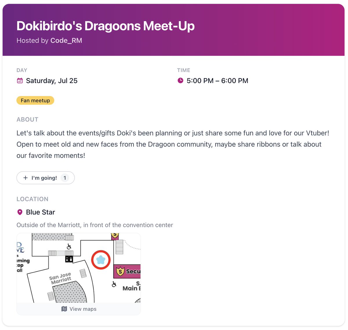 parupo1467's tweet photo. Any Dragoons going to OffKai Expo?
There's gonna be a Dokibird's Dragoon Meetup on Saturday, July 25 5:00 PM – 6:00 PM at Blue Star!
Thank you @rm_code for setting this up! https://t.co/eR9OWPLbbG