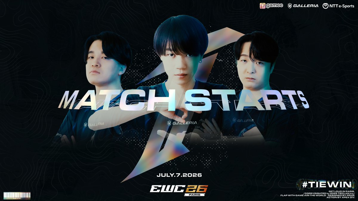 TIECLAN_'s tweet photo. 🟦APEX LEGENDS GLOBAL SERIES YEAR6🟦
🔺Split 1 Playoffs Group Stage Day1🔺

📅2026.7.7(TUE) AvsB 19:30(JST)-

📜ROSTER
Ftyan @_Ftyan
Umi @UmichanLoveti
Pinotr @Pinotr_

📣COACH
L1ng @L1ng_ftw

#TIEWIN #TIEWIN #TIEWIN https://t.co/iSdV6gAh66
