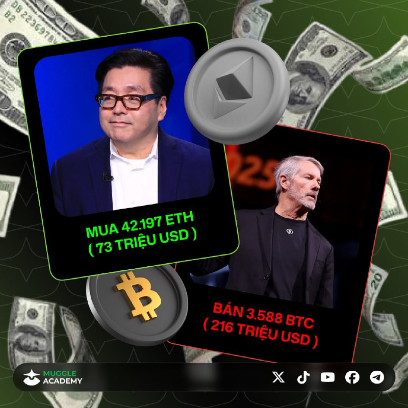 MuggleAcademy's tweet photo. Trong khi Michael Saylor vừa chấp nhận bán lỗ Bitcoin, thì Tom Lee lại âm thầm gom thêm 42.197 ETH chỉ trong tuần qua!

BitMine tiếp tục cho thấy niềm tin mạnh mẽ vào Ethereum khi mua thêm 42.197 ETH (khoảng 73 triệu USD) trong tuần qua, nâng tổng lượng nắm giữ lên hơn 5,7 triệu ETH, tương đương gần 4,8% tổng nguồn cung lưu hành. Giá vốn trung bình hiện ở mức khoảng 3.374 USD/ETH.

Ở chiều ngược lại, Strategy đã bán 3.588 BTC, thu về khoảng 216 triệu USD. Theo Michael Saylor, toàn bộ số tiền này được sử dụng để chi trả cổ tức cho các cổ phiếu ưu đãi của công ty, chứ không phải vì thay đổi quan điểm đối với Bitcoin.

Cùng là những giao dịch trị giá hơn 70 triệu USD nhưng lại phản ánh hai chiến lược hoàn toàn khác nhau. Một bên tiếp tục tăng vị thế khi thị trường chưa thực sự khởi sắc, một bên chủ động bán một phần tài sản để phục vụ nhu cầu tài chính của doanh nghiệp.

Đôi khi điều đáng quan tâm không phải là tổ chức đang mua hay bán, mà là mục đích đằng sau mỗi quyết định đó. Đó mới là yếu tố giúp chúng ta đọc đúng câu chuyện của thị trường.