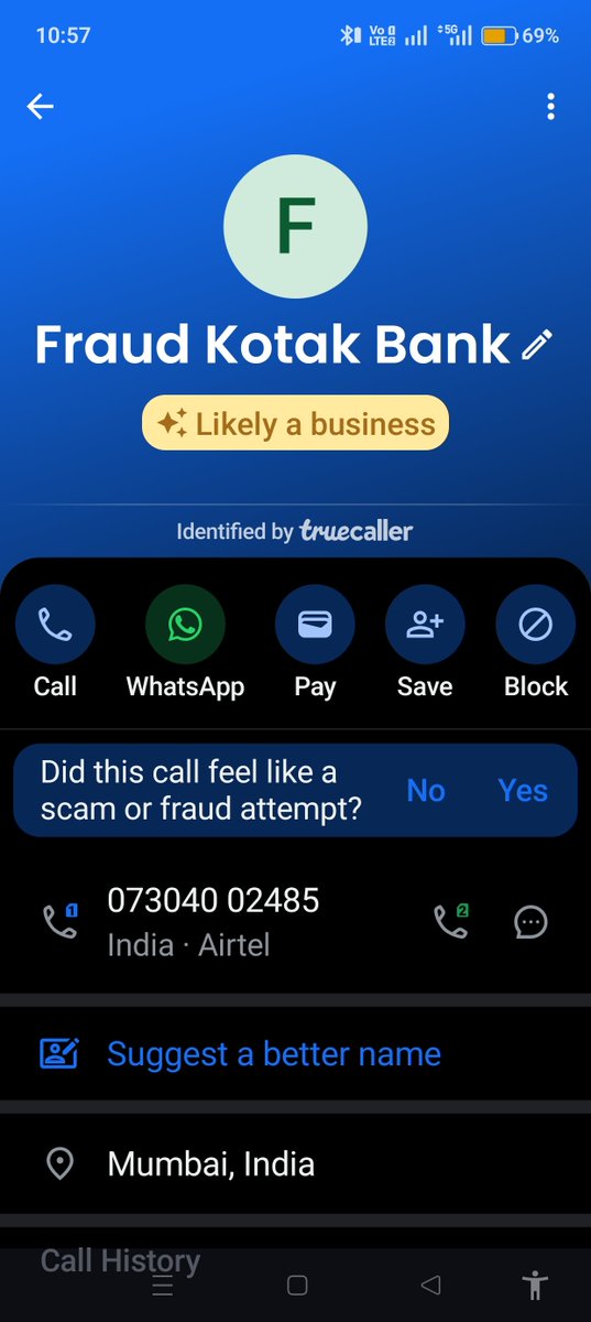 TLankeshwar's tweet photo. @udaykotak @KotakBankLtd Bank ka ek number +91 73040 02485 aaj mujhe recovery ke naam par call kar raha hai — aur Truecaller pe khud "Fraud Kotak Bank" ke naam se flag hai! Agent ka naam aur agency details kyun nahi diye jaate? Yeh RBI Fair Practices Code ka seedha ullanghan hai. @RBI @FinMinIndia @PMOIndia @NHRC_India @TRAI @DOT-INDIA #KotakMahindraBank #RBIGuidelines #RecoveryAgentAccountability