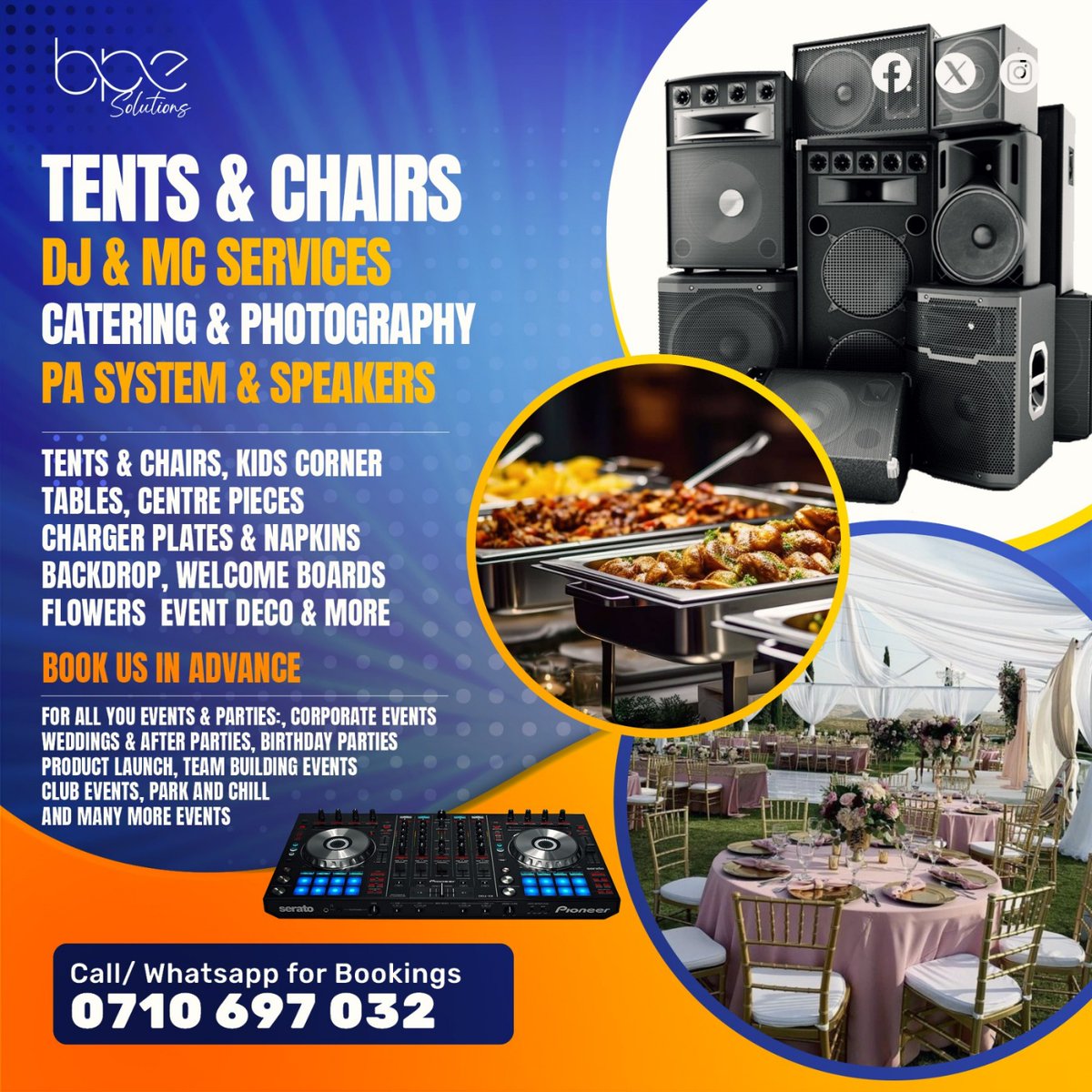 DjMwass's tweet photo. Planning a wedding, birthday, graduation, or corporate function? Get complete event solutions under one roof.
Call/WhatsApp ๐ 0710697032
#bpesolutionsenterprise #djmwass #eventsbydjmwass #events #pasystemhire #catering #WeddingPlanner #EventSetup #SoundHire #PhotographyKenya https://t.co/KoYfr6VBTv
